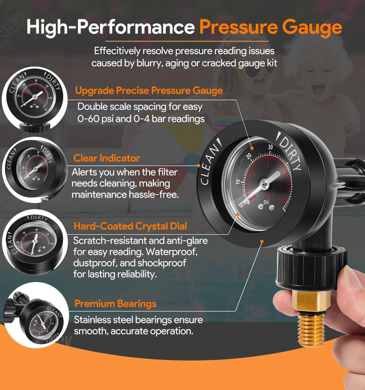 Upgrade R0357200 Brass Air Release Valve With Pressure Gauge Replacement For Zodiac Jandy Pool And Spa Filters Compatible With CV And CL Series DEV And DEL Series JS Series Durable Brass Build With Easy Install For Long Lasting Pool And Spa Use