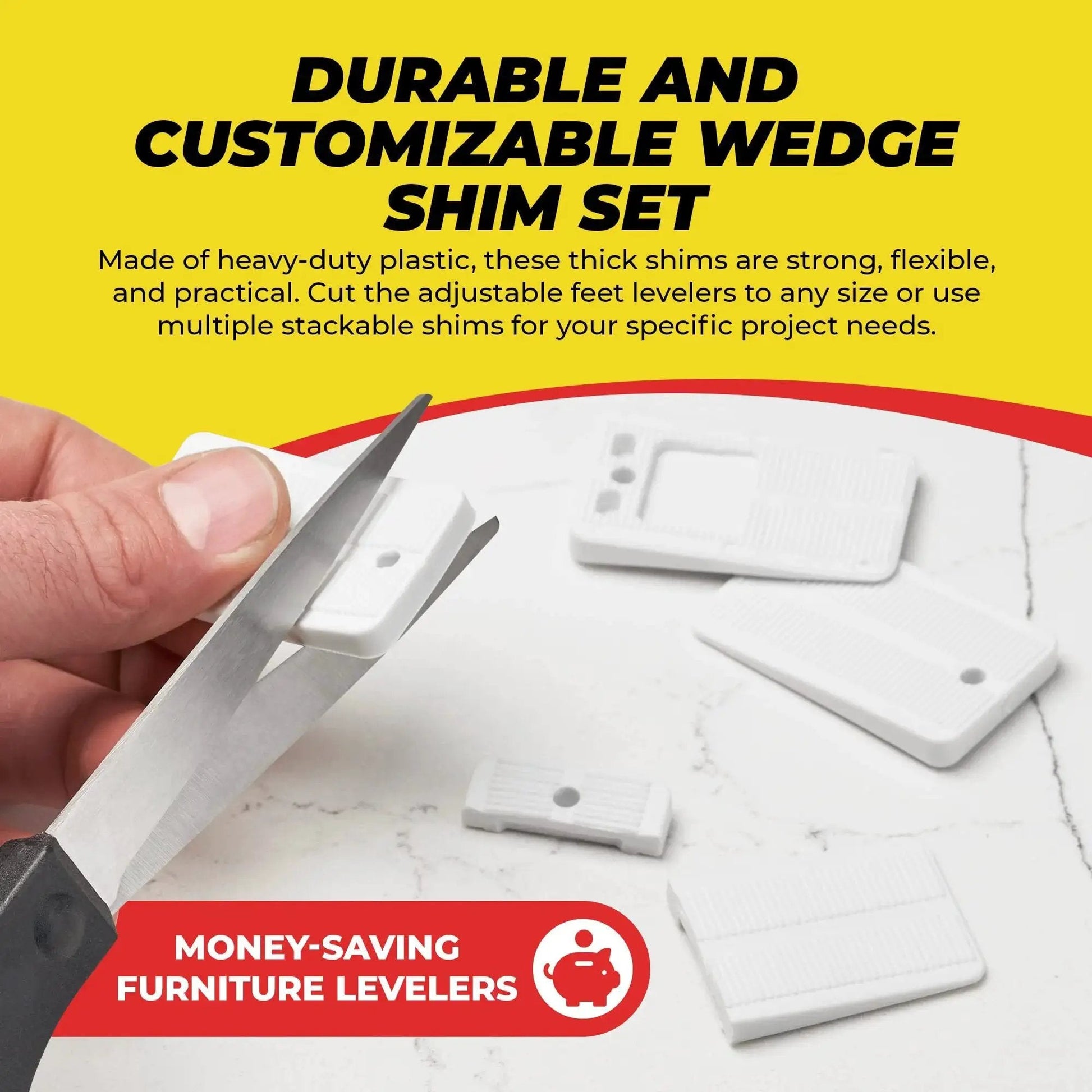 Cutting a Must Have Leveling Shims For Furniture And Home Improvement Nonslip Multi Purpose Wedges For Tables Desks Cabinets And Toilet Shims Deliver Quick Easy Stability 20 Pack White Qualihome Pro Grade for customization