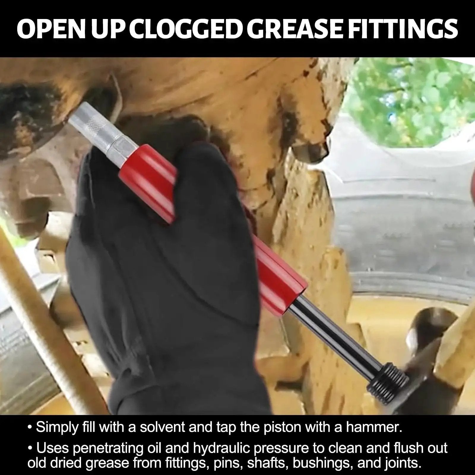 Image of a red Grease Fitting Cleaning Tool That Cleans And Flushes Out Old Dried Grease From Fittings Pins Shafts Bushings And Joints Using Penetrating Fluid And Hydraulic Pressure Red 2025 Upgrade To Slash Downtime And Boost Maintenance Efficiency.
