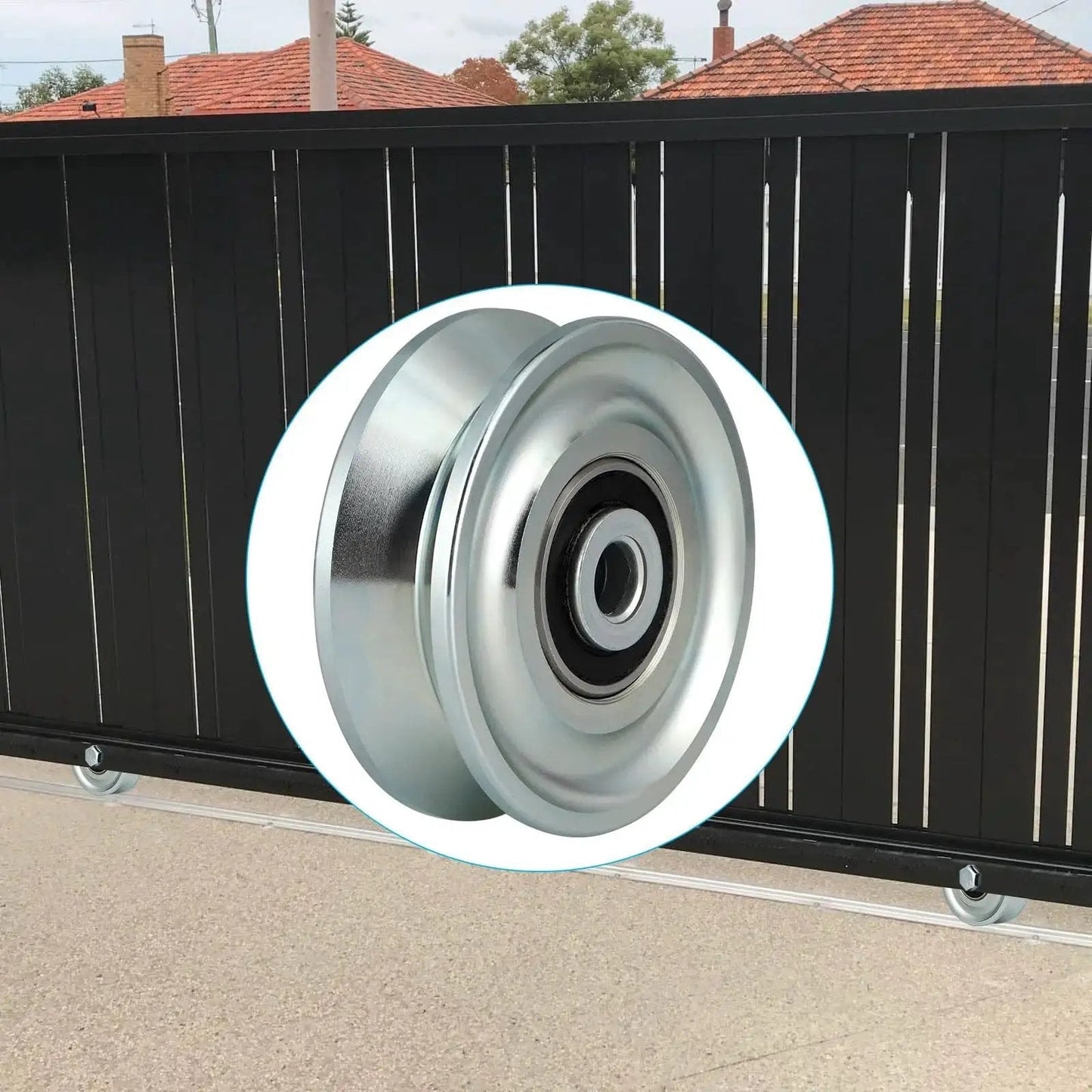 3 Inch V Groove Wheel For Inverted V Track Gate Caster Double Bearings Sliding Gate Heavy Duty 2000 Lbs Capacity Skelang