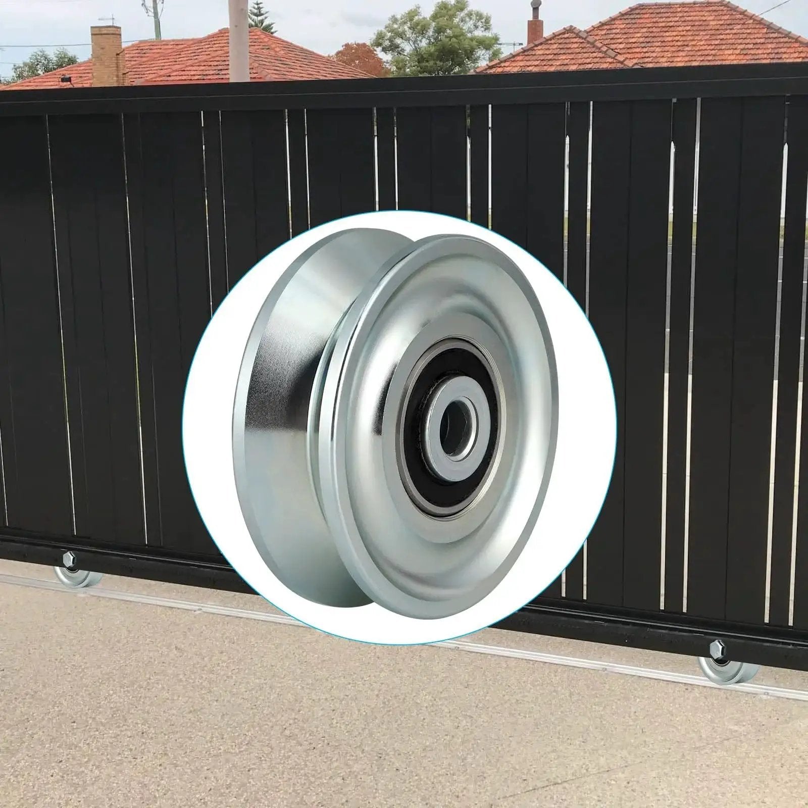 3 Inch V Groove Wheel For Inverted V Track Gate Caster Double Bearings Sliding Gate Heavy Duty 2000 Lbs Capacity Skelang