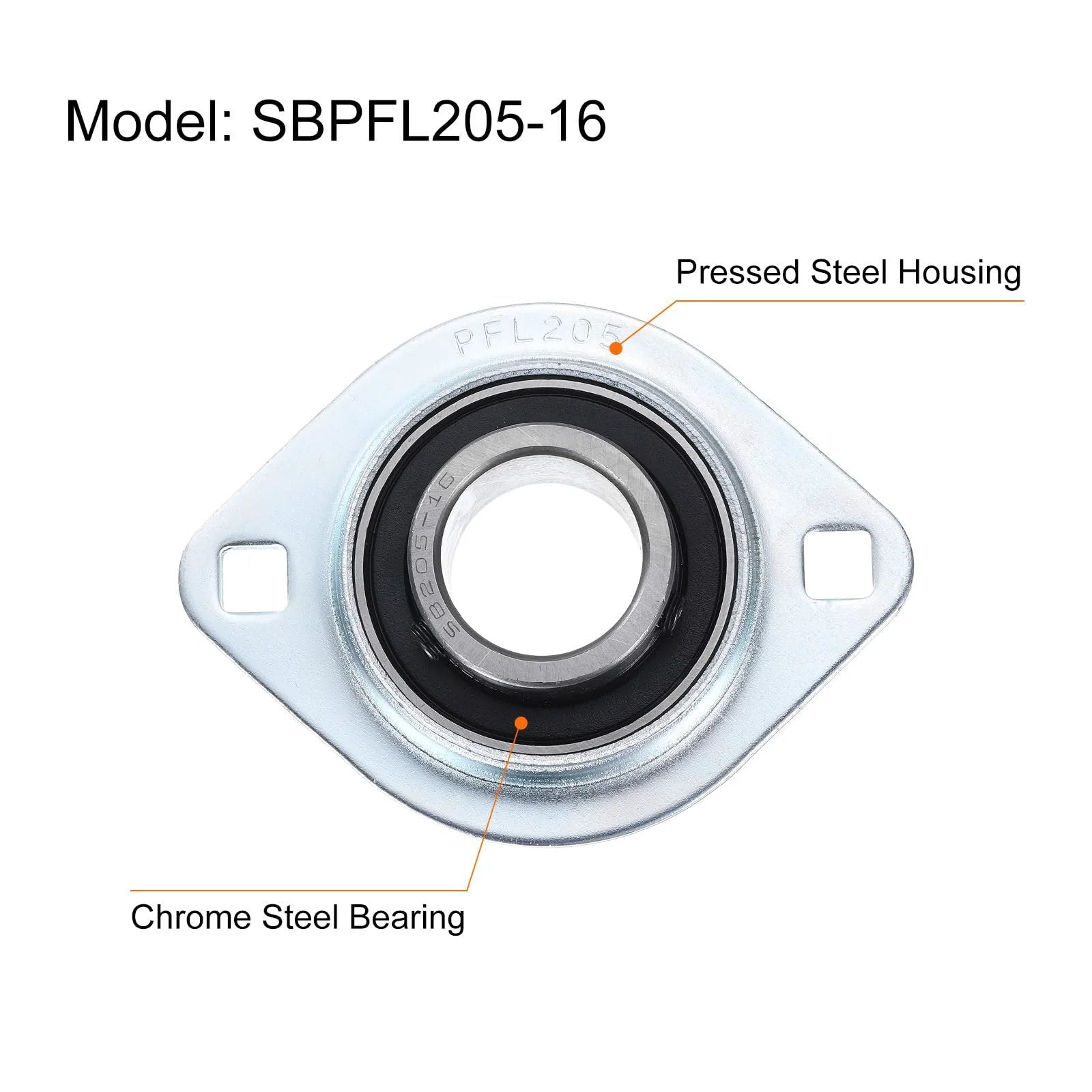 Pillow Block Bearing With One Inch Bore And Steel Flange Mounted Housing Two Bolt Flange Bearing Unit Chrome Steel Set Screw Insert Ball Bearing Includes Wrench Heavy Duty Industrial Grade For Machinery And Conveyor Systems