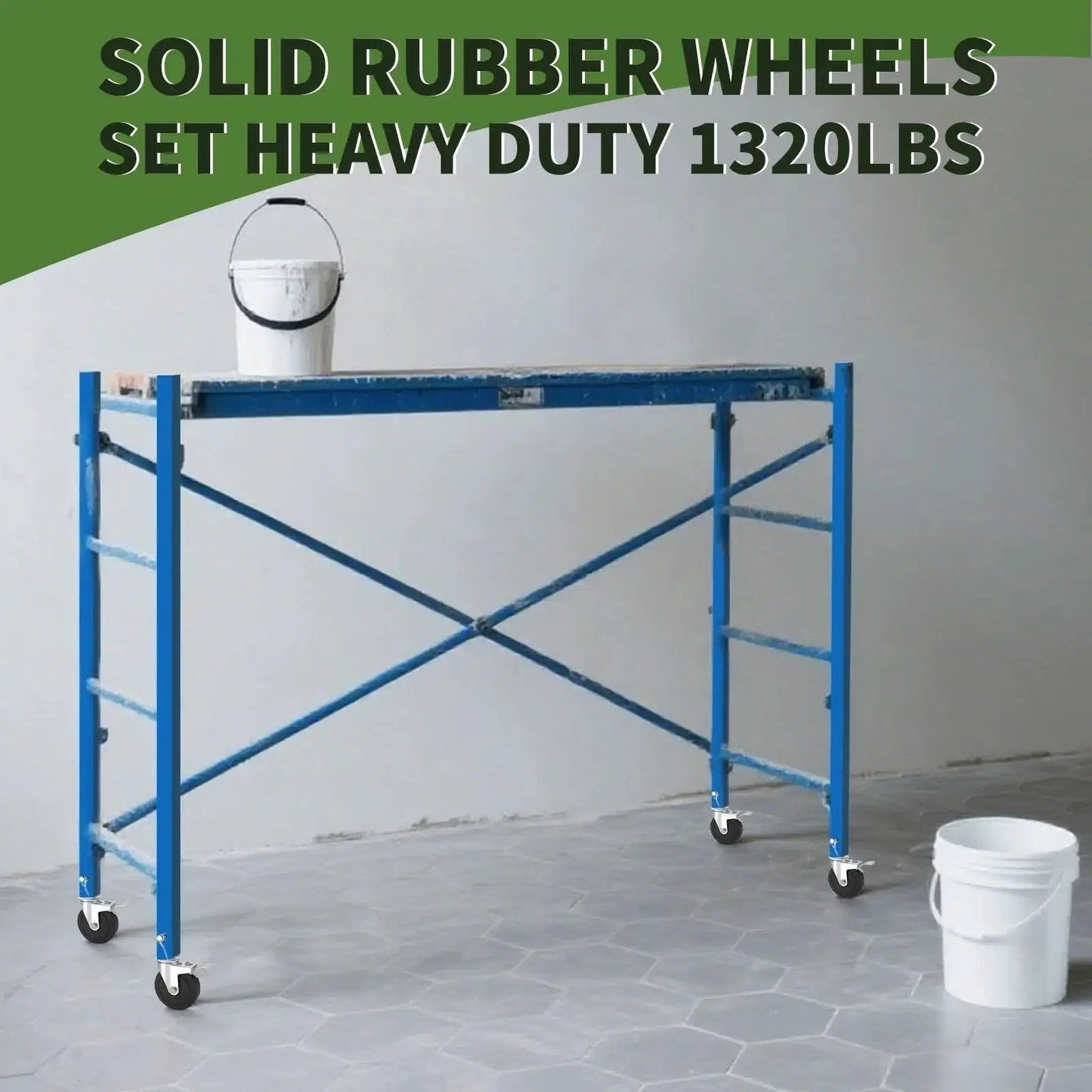 Five Inch Scaffolding Wheels Set Of Four With Dual Locking Brakes And Square Stem For Scaffolding Heavy Duty Steel Caster Wheels 440 Lbs Capacity Per Wheel Smooth Rolling And Secure Locking For Stable Construction