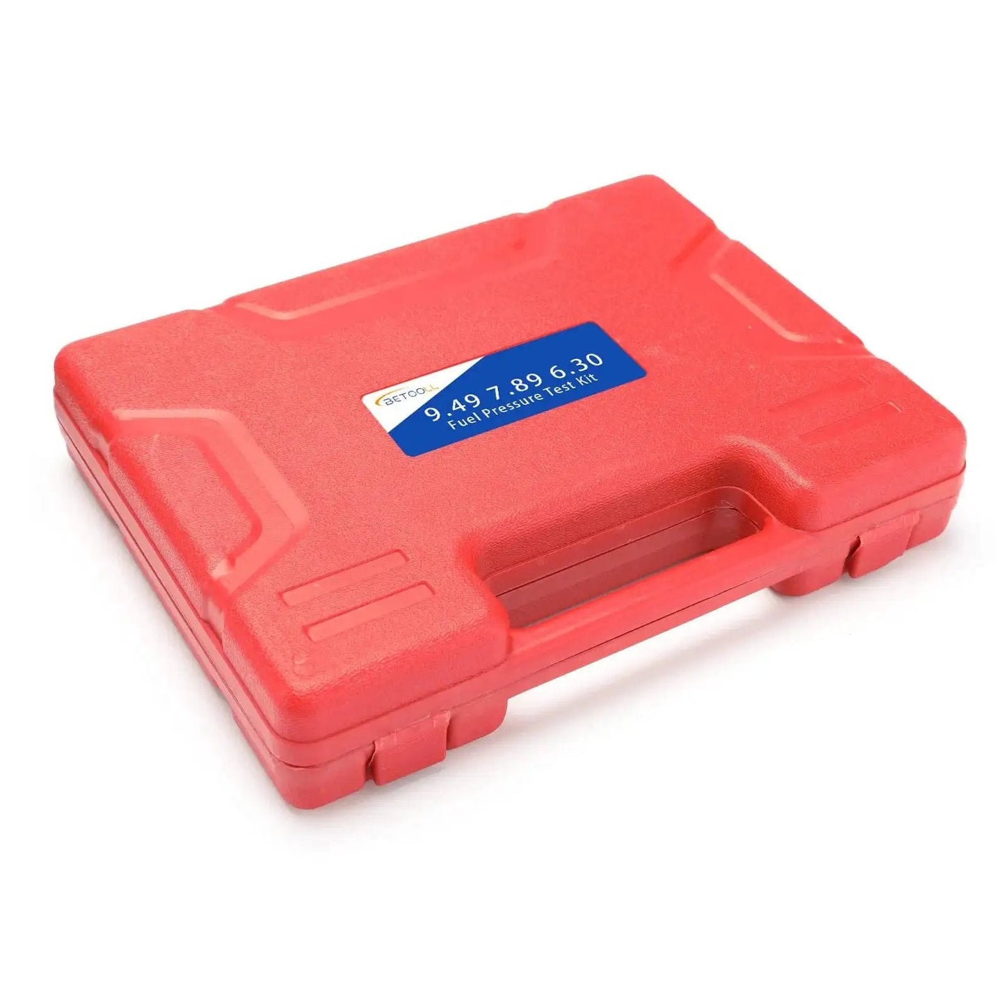 Red carrying case for Fuel Pressure Test Kit 0 To 100 PSI With SAE Adapters For Universal Engines, closed view.