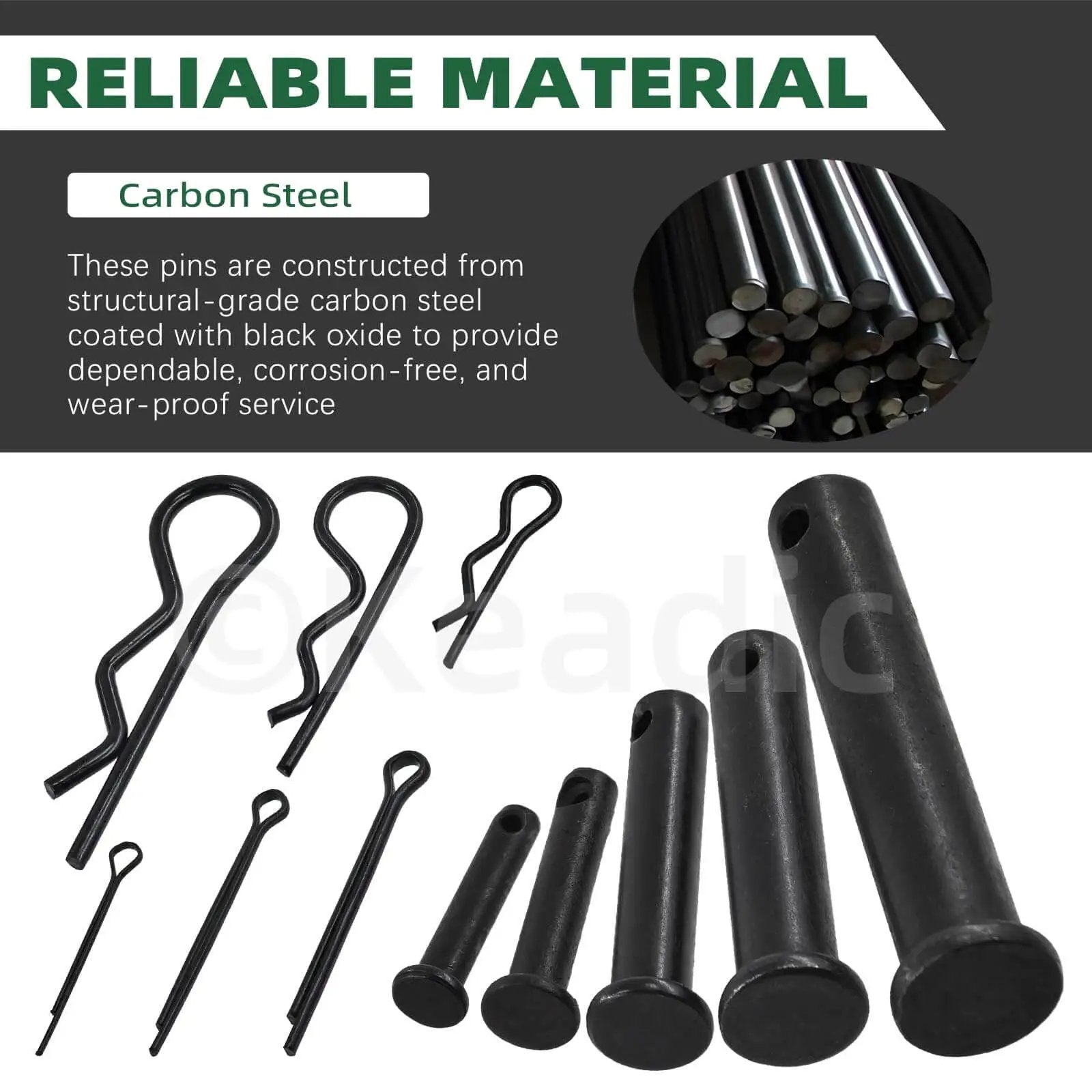 All In One 67 Piece Flat Head Cotter Pins Assortment Kit With R Clips Clevis Pins And Split Cotter Pins Stainless Steel Black Finish 11 Sizes For DIY Auto Home Improvement Projects Keadic