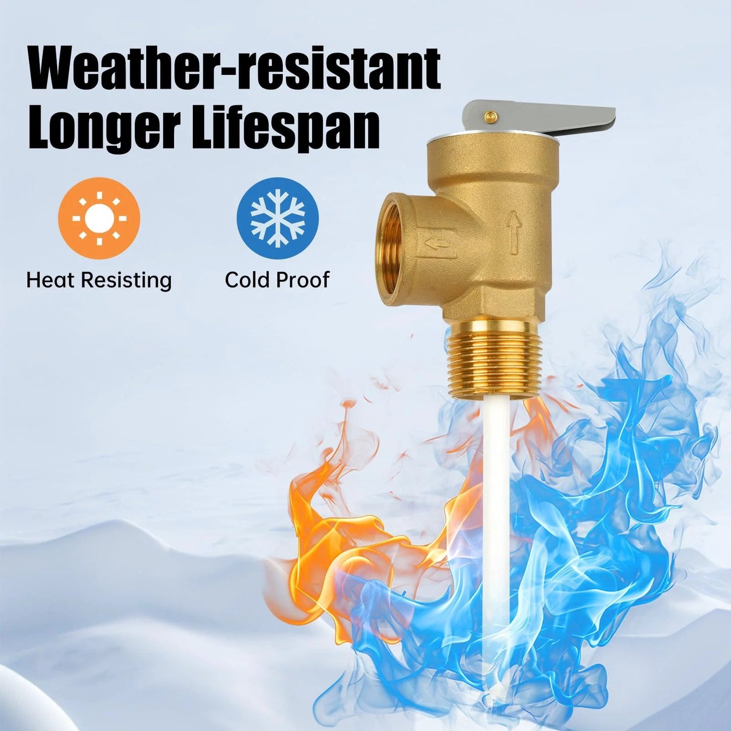 All Brass 3/4 Inch NPT Temperature and Pressure Relief Valve With Extension Probe and Lever for RVs and home water heaters