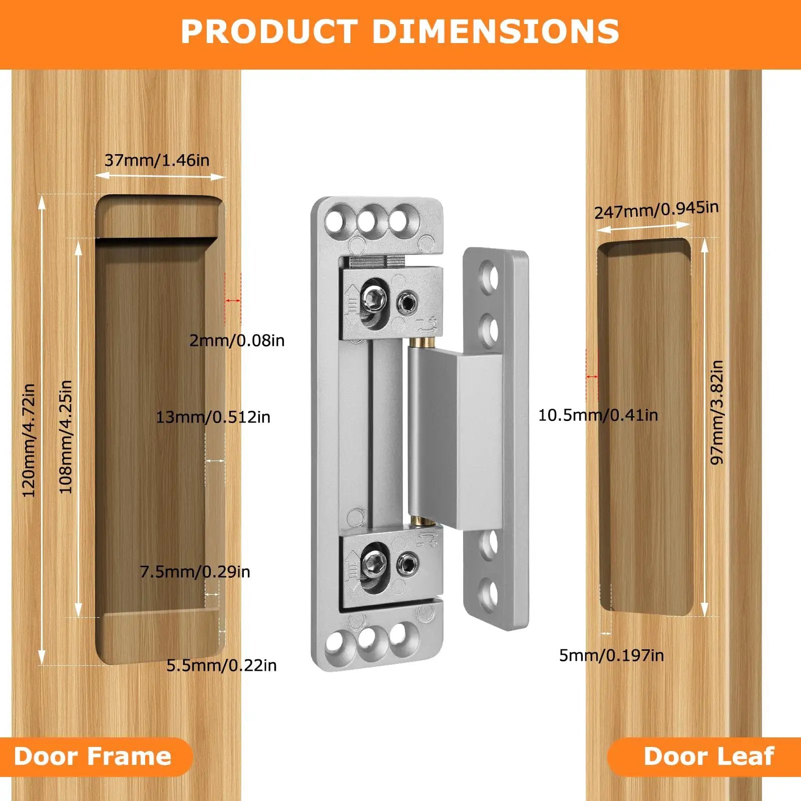 Hidden Door Hinges 2 Pack Adjustable Concealed Hinges Load Bearing 110 Lbs Heavy Duty Pivot Hinge 110 Degree Swing