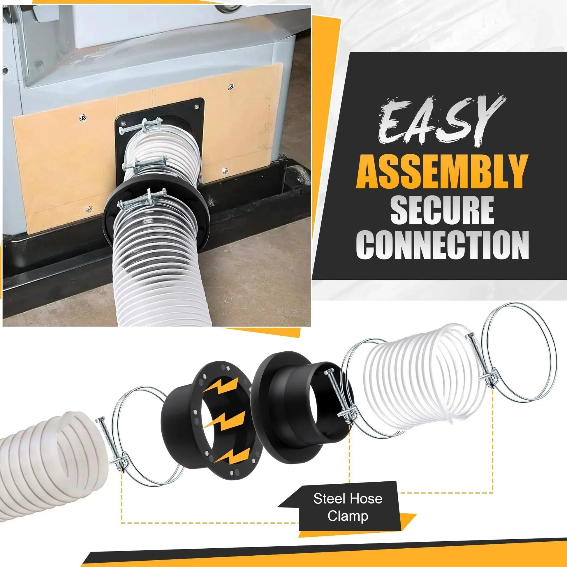 Magnetic Dust Collector Fast Connect System Starter Kit With Neodymium Fittings Hose Couplers And Clamps For 4 Inch Workshop Dust Collection Ideal For Quick Cleanup And Easy Attachment Saillong shown with hoses connected for dust extraction.