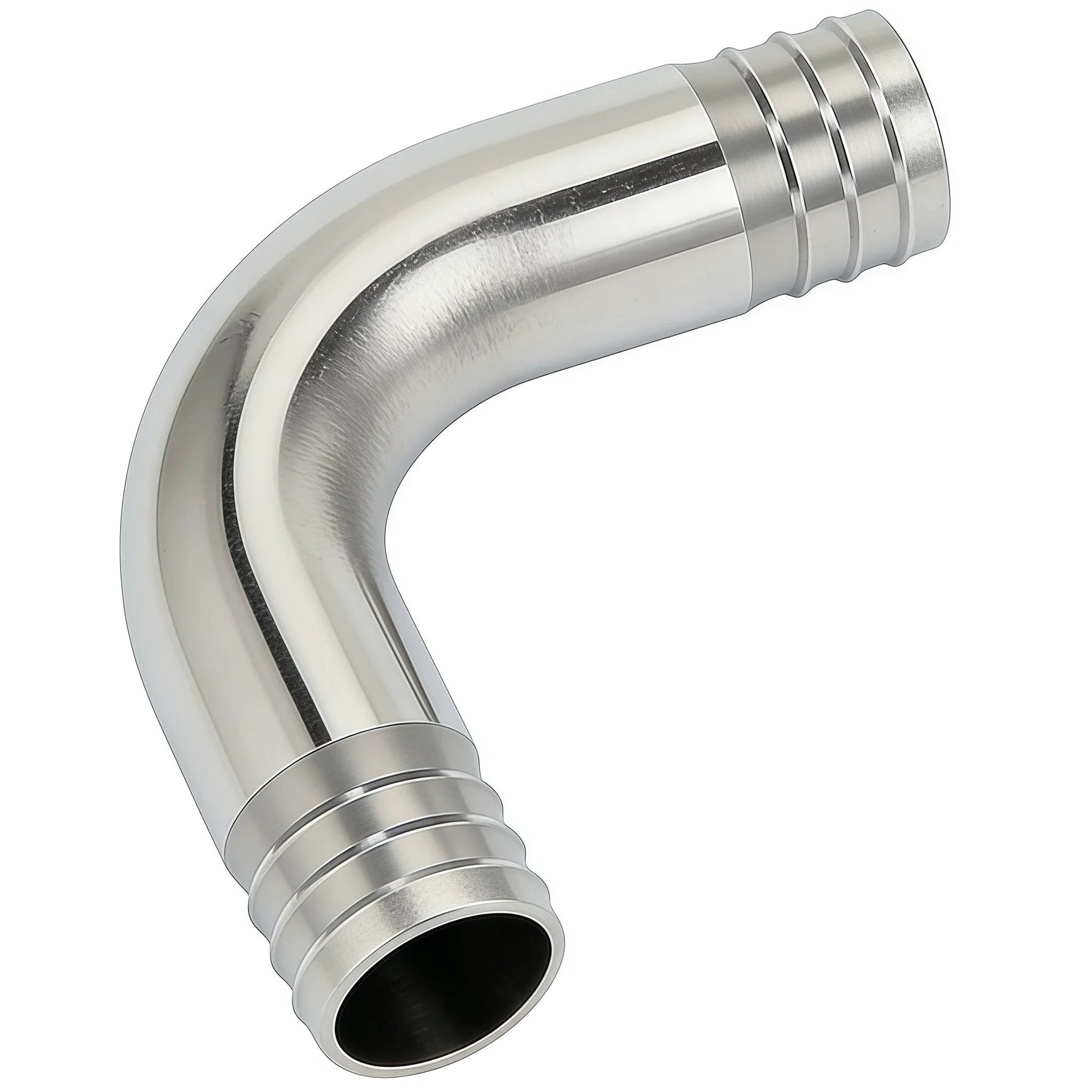 Stainless Steel Sanitary Hose Barb Fitting 2 Inch to 2 Inch 90 Degree Elbow Barbed Ends, Durable 304 Grade, Corrosion Resistant