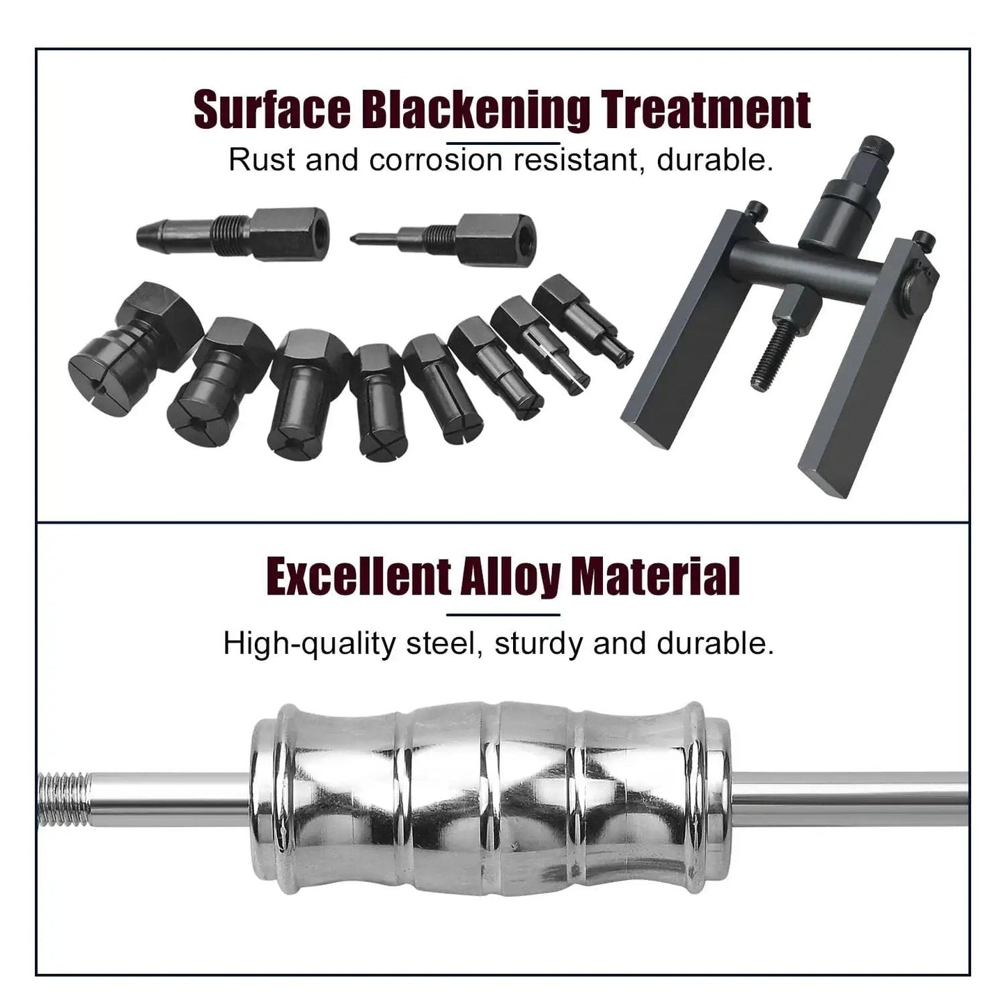 12 Piece Motorcycle Blind Inner Bearing Puller Kit With Slide Hammer And Collets 8mm To 25mm, high-quality steel, black coating