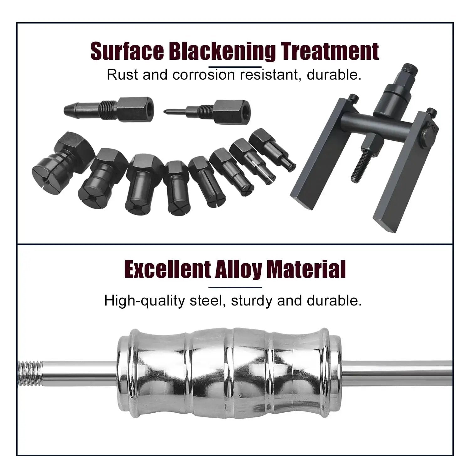12 Piece Motorcycle Blind Inner Bearing Puller Kit With Slide Hammer And Collets 8mm To 25mm, high-quality steel, black coating