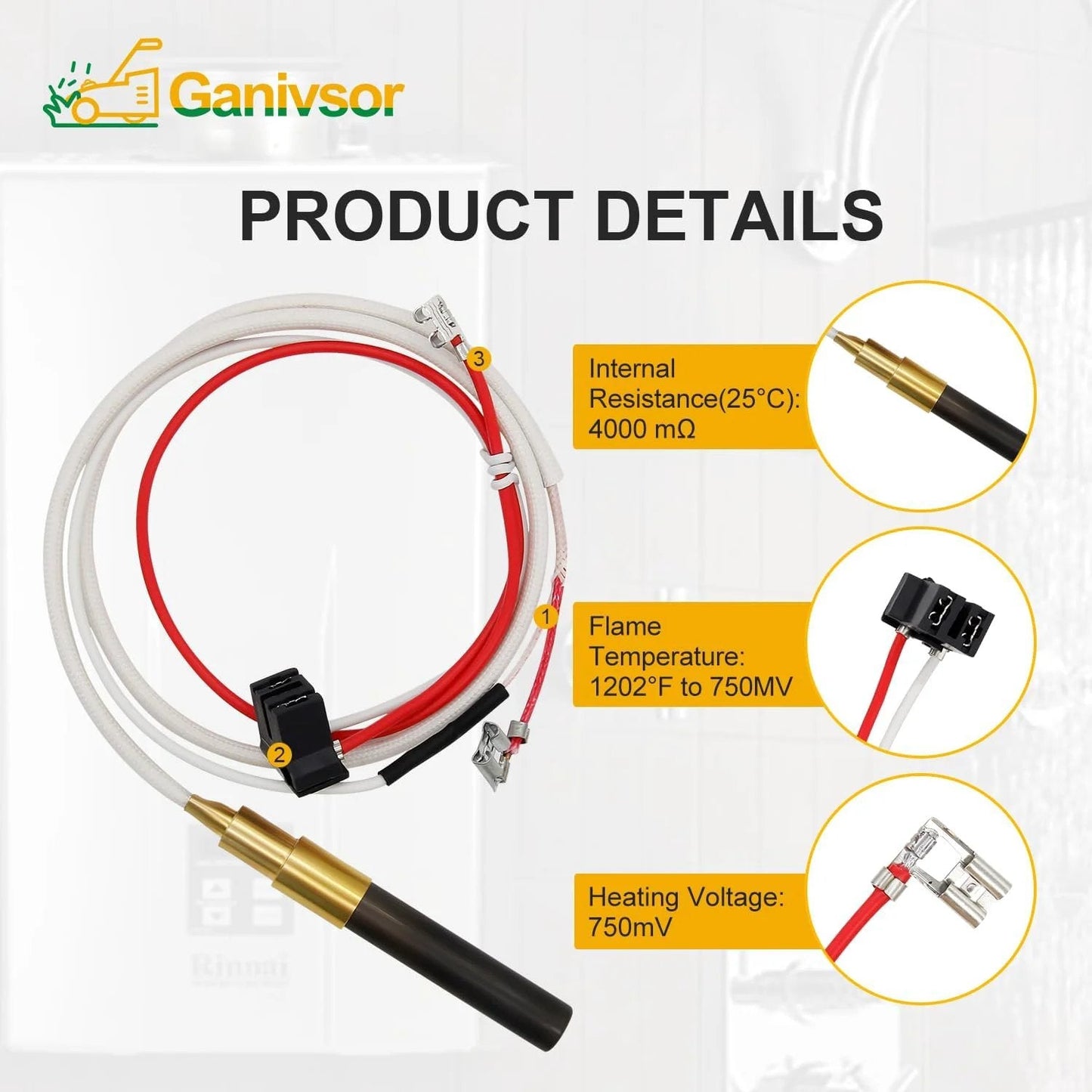 Minivolt Thermopile 100112330 Water Heater Replacement Part Easy Install Compatible With Reliance Whirlpool AO Smith