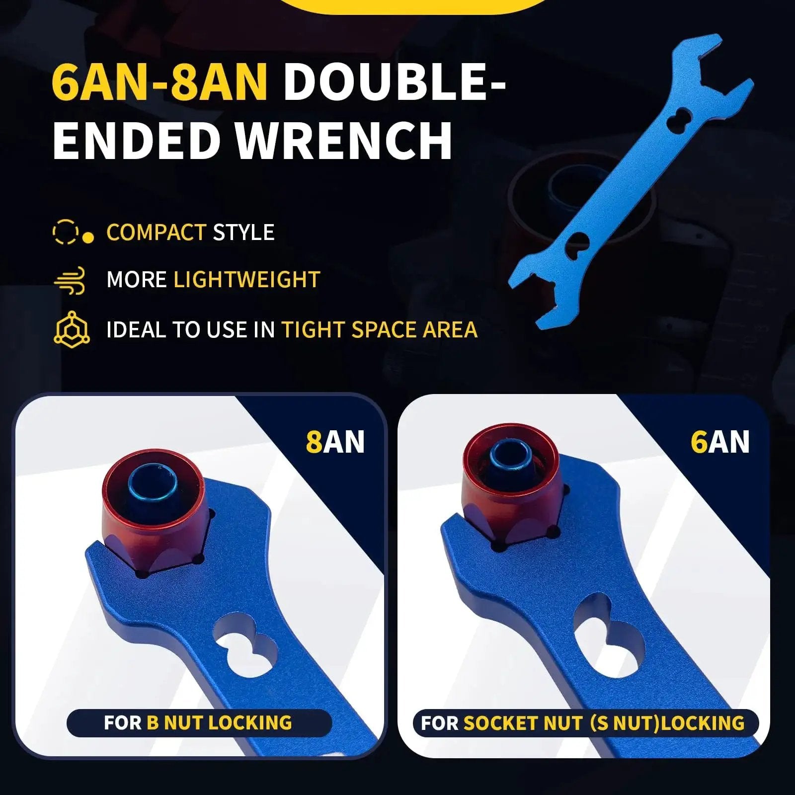 Double-ended 6AN-8AN wrench for PTFE Hose Reaming Tool And AN Fittings Wrench Set For 4AN To 10AN Fuel Line.