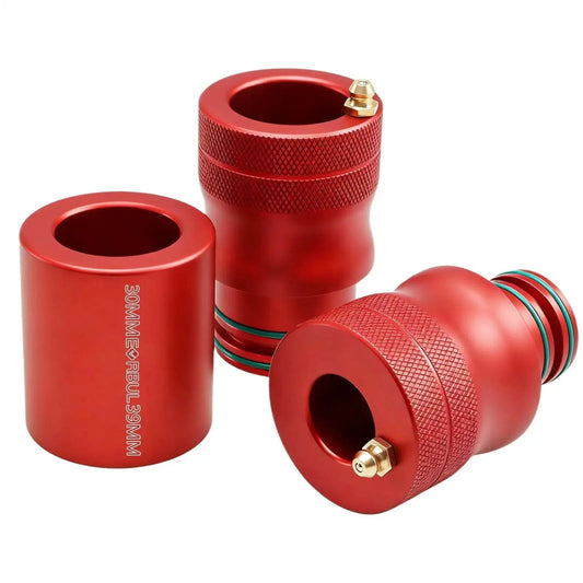 30mm 39mm Wheel Bearing Grease Tool For UTV And ATV Front Rear Lubrication anodized red aluminum with copper nipple