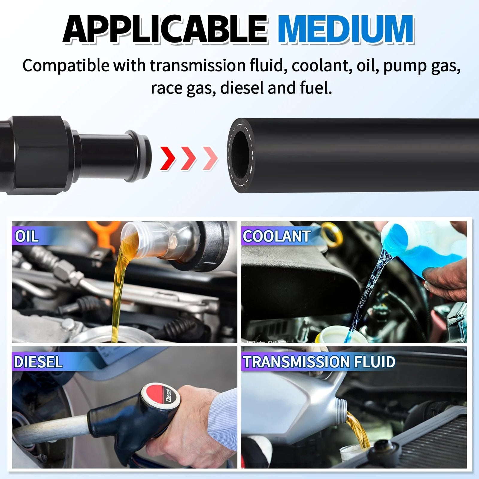Three Eighths Inch ID Transmission Oil Cooler Hose 10 Feet Long 300 PSI Working Pressure 1800 PSI Burst SAE J1532 use