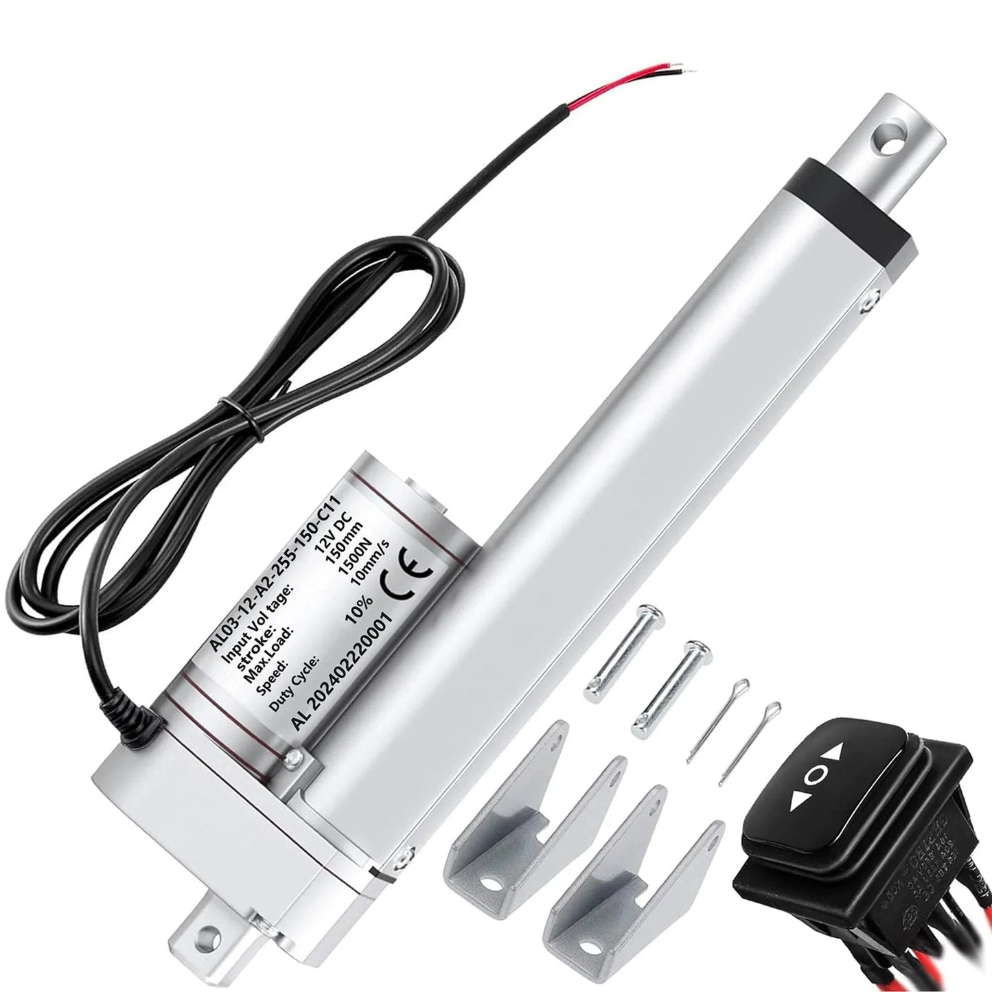 12V Linear Actuator 660 Lbs Heavy Duty 6 Inch Stroke IP54 Waterproof Electric Actuator With Speed 5mm Per Second And Reverse Polarity Control Switch For RV Industrial Awinli