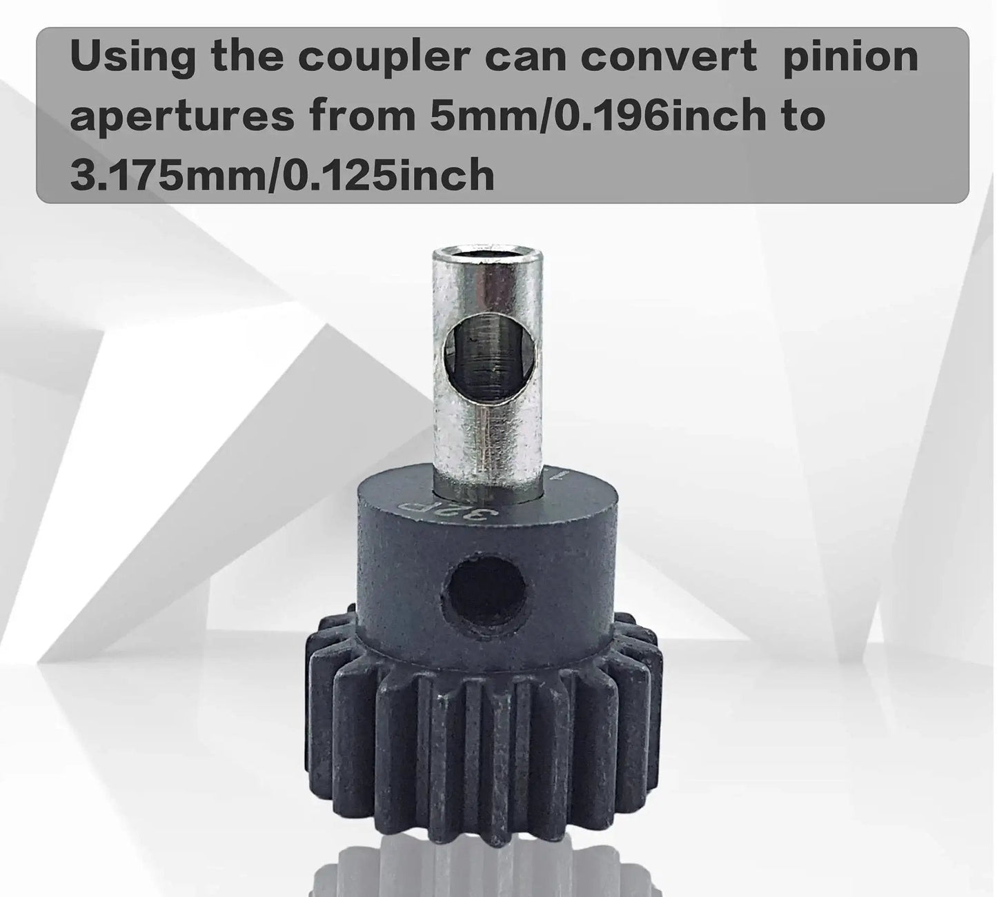 Stainless Steel Pinion Coupler Sleeve Adapter Converts 3.175mm To 5mm Pinions For RC Motors 3650 550 540 with gear