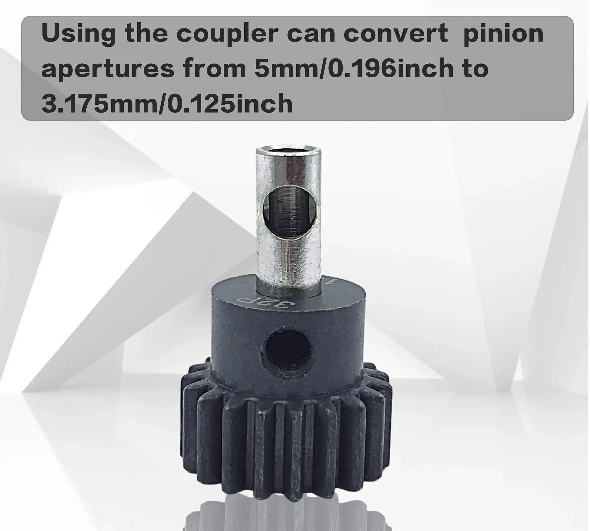 Stainless Steel Pinion Coupler Sleeve Adapter Converts 3.175mm To 5mm Pinions For RC Motors 3650 550 540 with gear