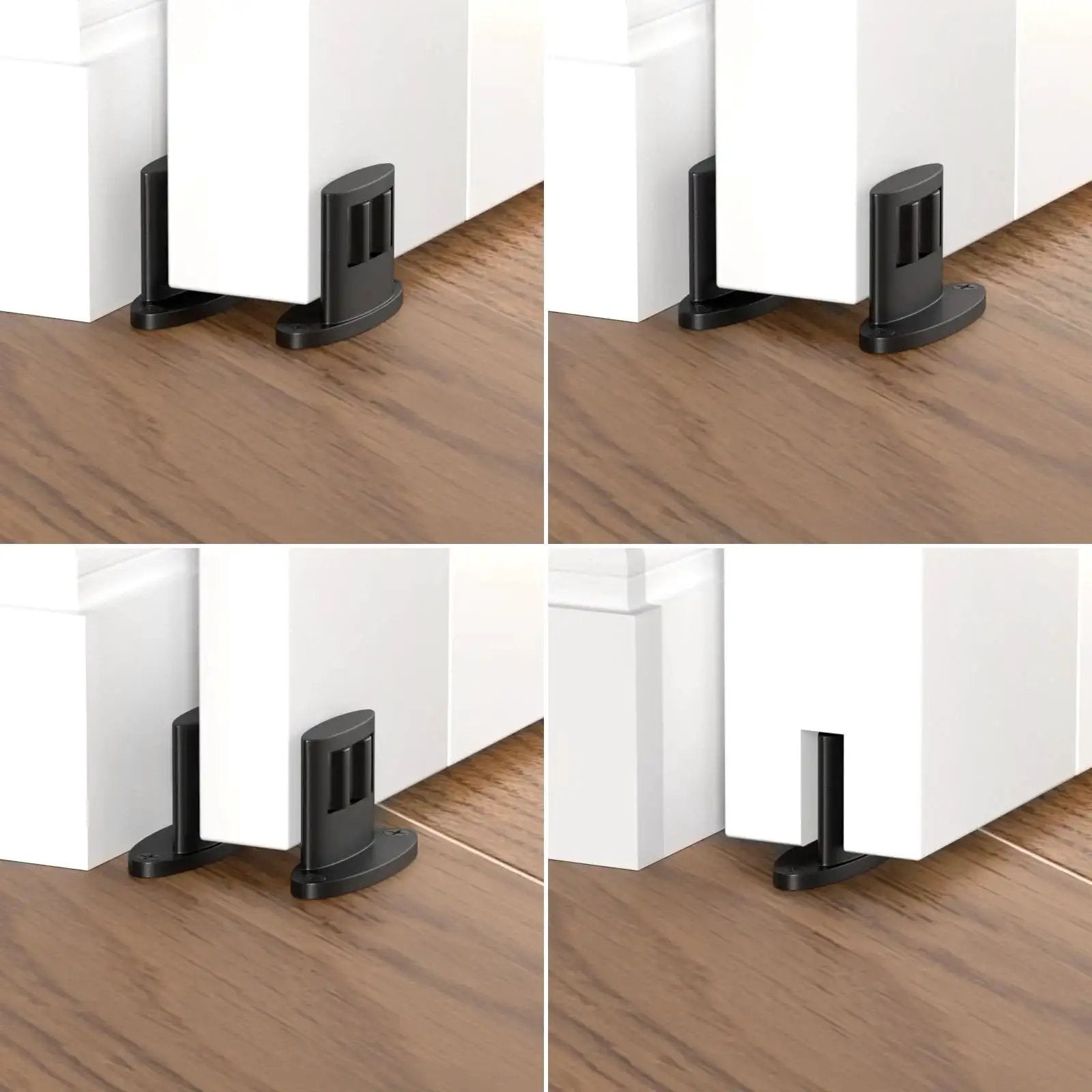 Sliding Barn Door Floor Guide For Bottom Installations, Adjustable Wall Mounted Guide With Flexible Double Wheel Design, 4 Pack
