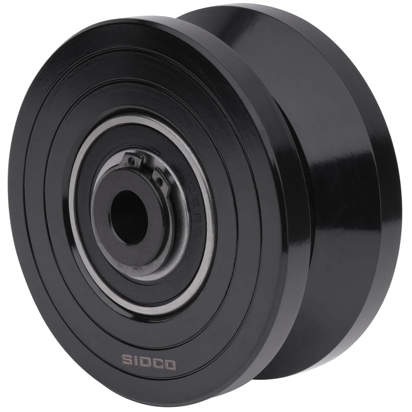 3.5 Inch V Groove Wheel Inverted V Shape For Sliding Gates Heavy Duty Track Wheel With Bolt And Lock Nut Solid Steel Zinc Plated 1500 Lb Load Capacity Half Inch Bore Sealed Ball Bearing Gate Wheel