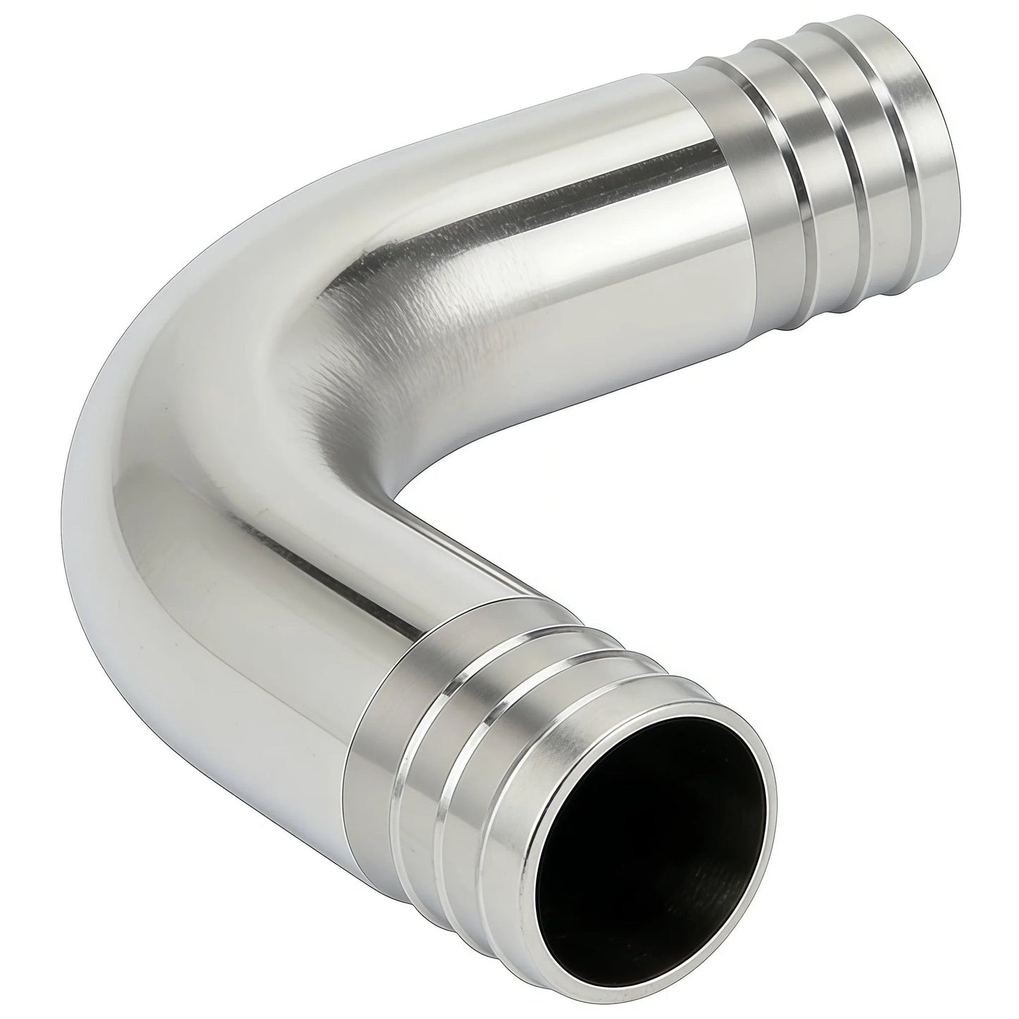 Stainless Steel Sanitary Hose Barb Fitting 2 Inch to 2 Inch 90 Degree Elbow Barbed Ends, Durable 304 Grade, Corrosion Resistant