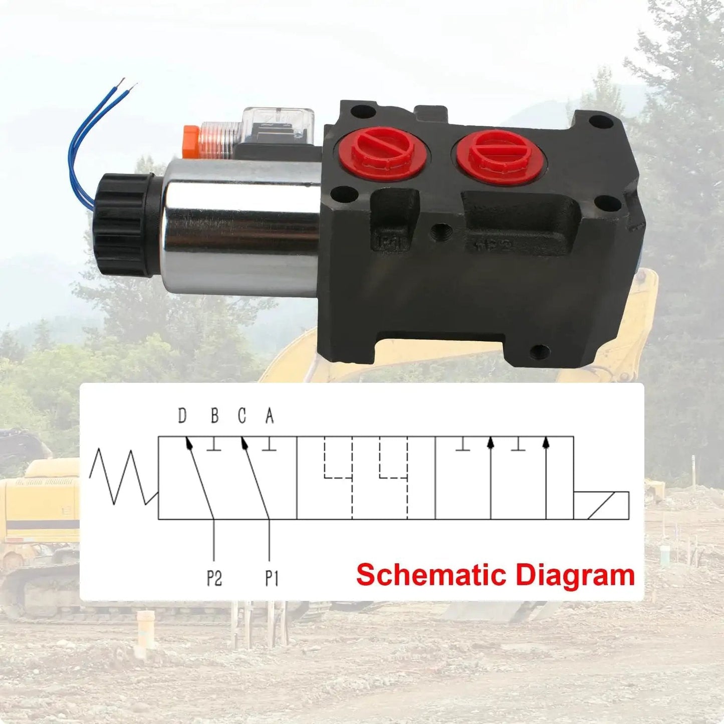 High Performance Hydraulic Solenoid Diverter Valve For Seamless Switching Between Circuits DC12V 13GPM SAE Ports 200 Bar Max Pressure Industrial And Agricultural Use Durable Performance By JAHEZYAN featuring schematic diagram