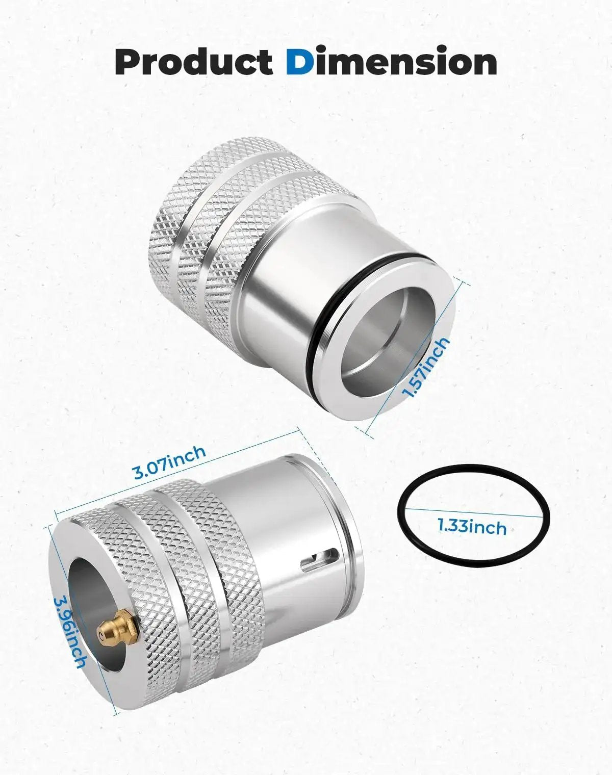 44mm Front And Rear Wheel Bearing Greaser Aluminum UTV Tool dimensions with O Ring Sealed Design for precise lubrication