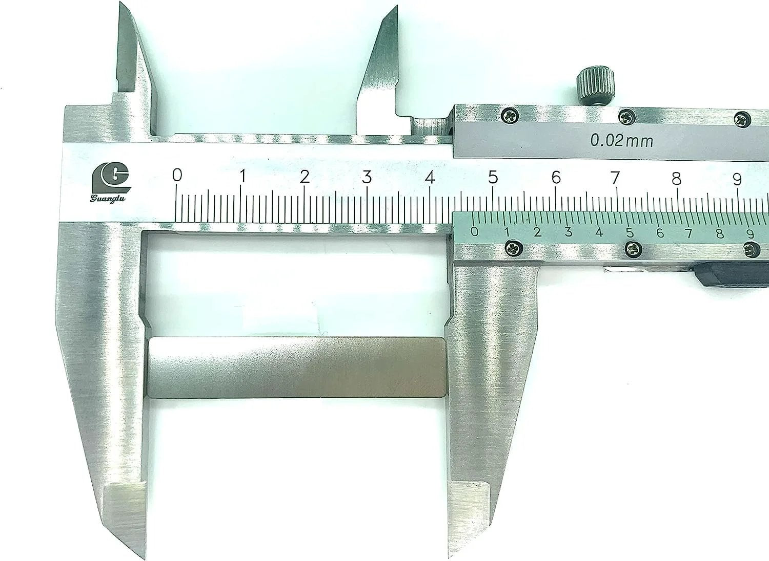 Close-up of stainless reed valve measured with caliper, part of Stainless Reed Valve Set For Central Pneumatic Harbor Freight Air Compressors And Craftsman E100229 Replacement Valves 2 Pack Durable Rust Proof That Last Long Quality From ZFZMZ.