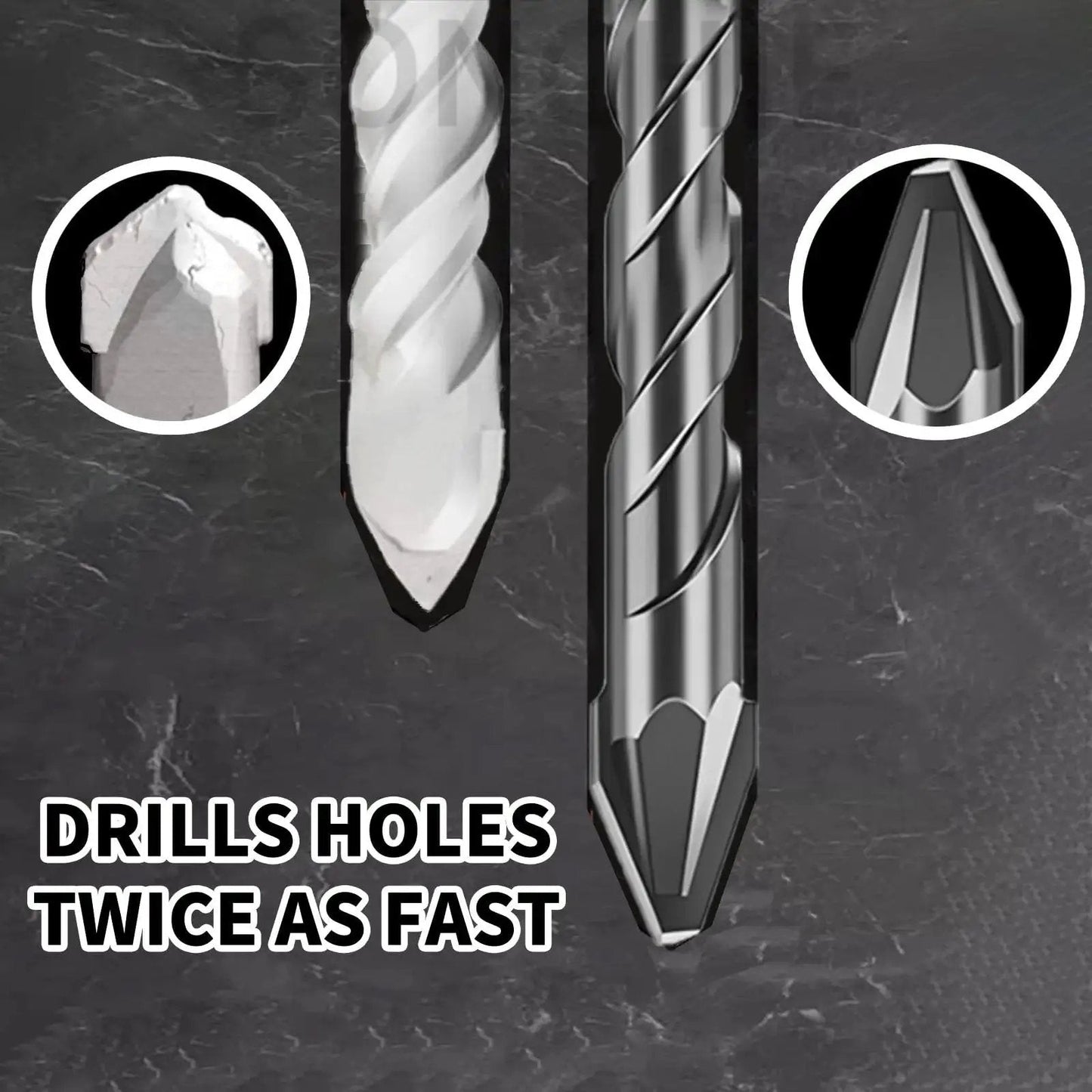 Close-up of High-Strength Eccentric Twist Drill Bit Set, 8 Pack for Concrete Glass Tile Brick Stone Wood Plastic by SONCHIE