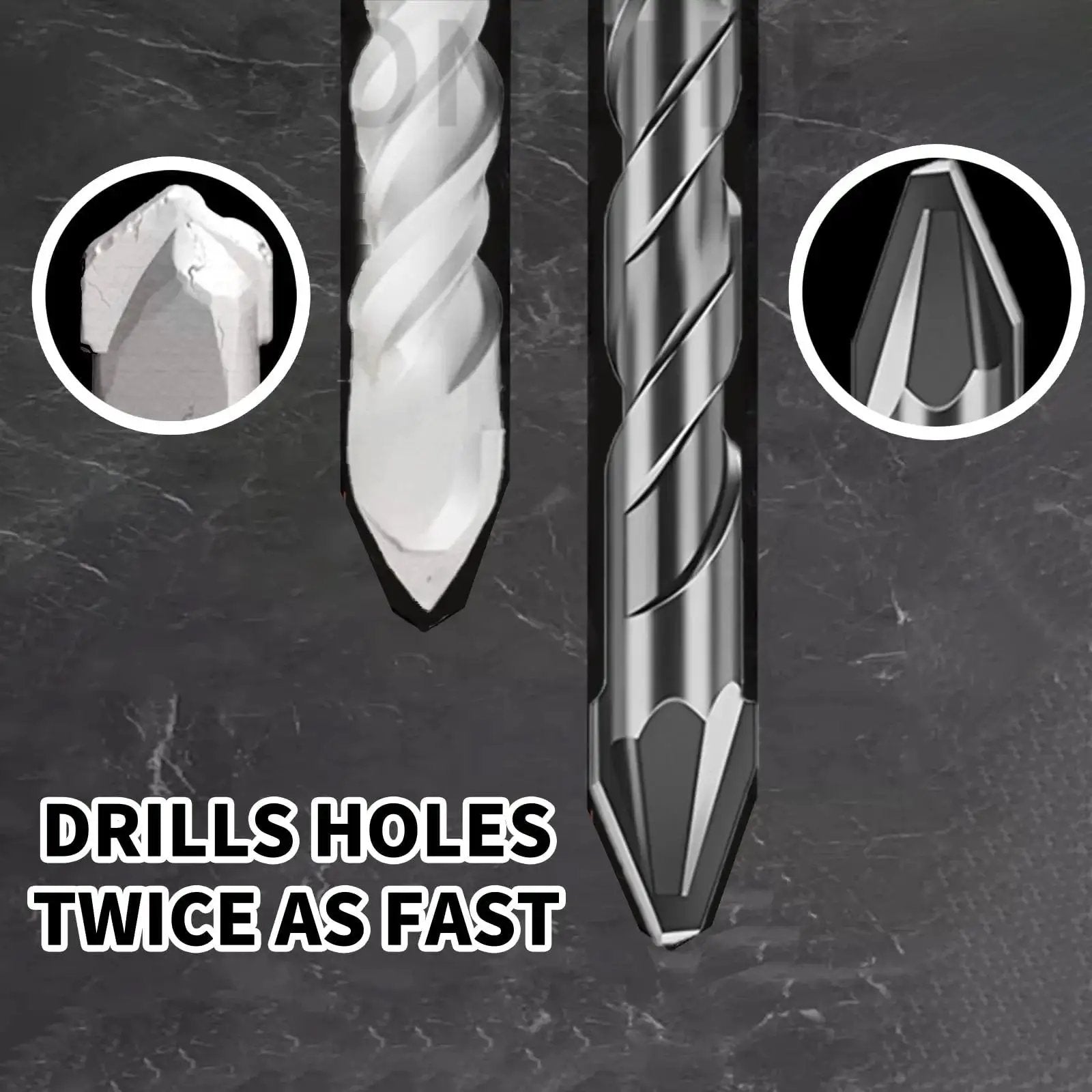 Close-up of High-Strength Eccentric Twist Drill Bit Set, 8 Pack for Concrete Glass Tile Brick Stone Wood Plastic by SONCHIE