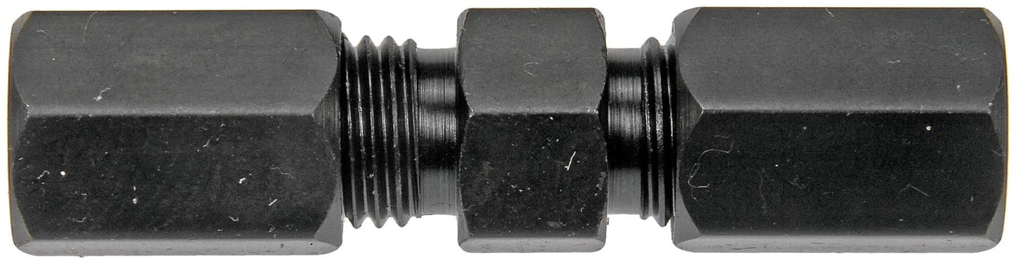 High Pressure Compression Union For 5000 PSI With Three Sixteenths Inch Tube Size Industrial Grade Fitting By Dorman 800 202, black metal union