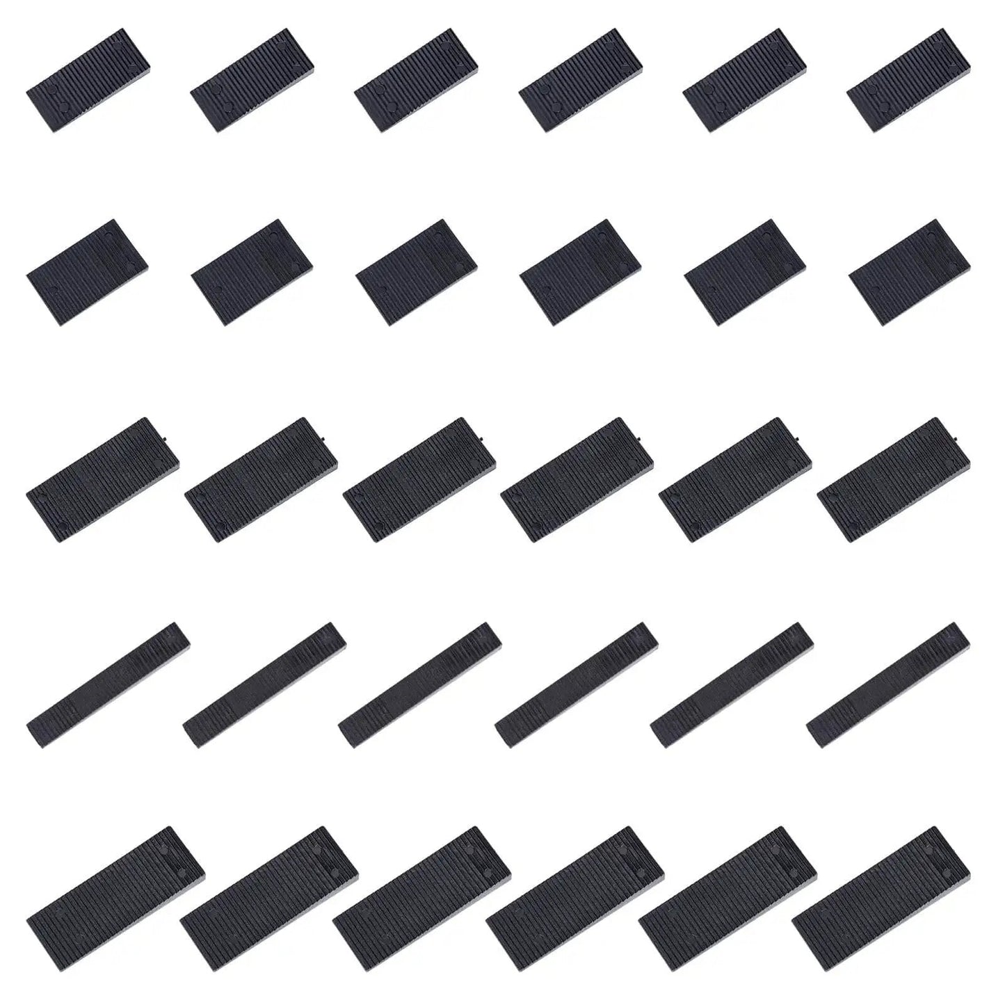 30 Pack Black Plastic Furniture Shims Set For Leveling In 5 Sizes - Heavy-Duty Wedges For Toilets, Doors, Windows, Sheds, And Tables, Snap-In And Cut-To-Fit