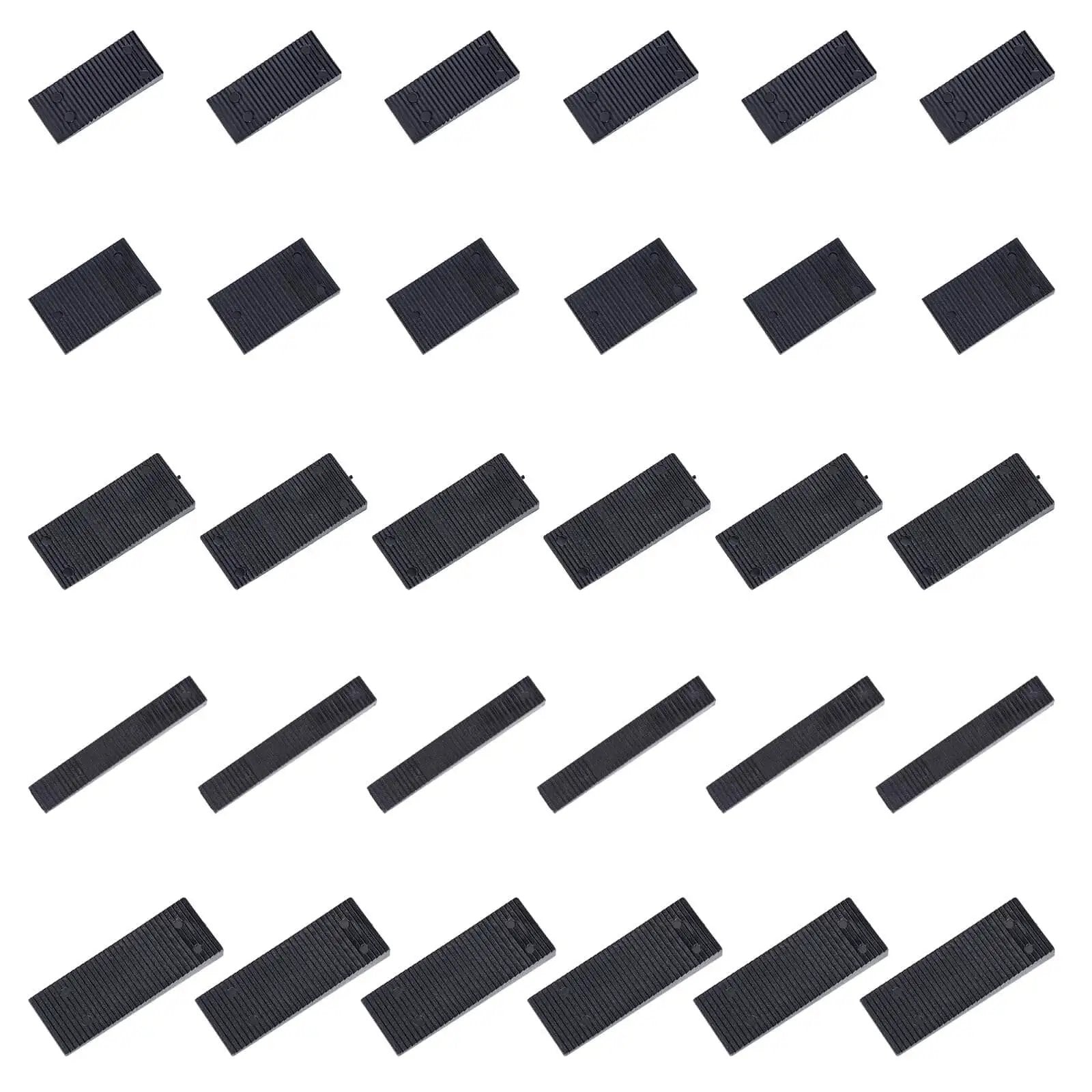 30 Pack Black Plastic Furniture Shims Set For Leveling In 5 Sizes - Heavy-Duty Wedges For Toilets, Doors, Windows, Sheds, And Tables, Snap-In And Cut-To-Fit
