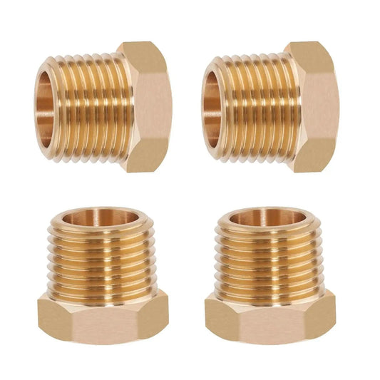 4 Pack Heavy Duty Brass Reducer Hex Bushing One Half NPT Male To Three Eighth NPT Female Pipe Fitting Adapter 150 PSI