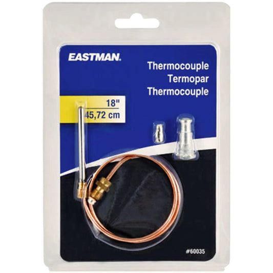 18 Inch Gas Thermocouple With Stainless Steel Head For Water Heaters Copper Core Sensor For Reliable Flame Sensing And Easy Installation Plug And Play Ready Durable Replacement Part Eastman 60035 in packaging