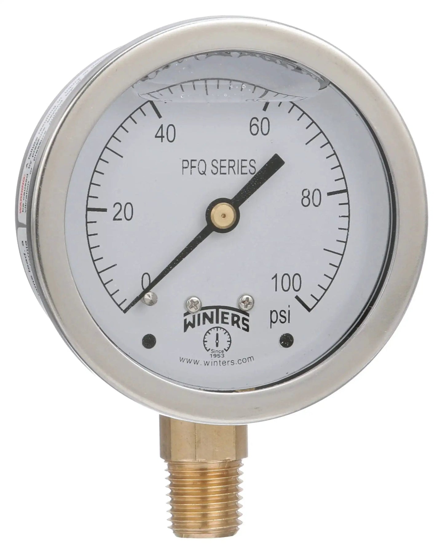 Industrial Grade Two And One Half Inch Dial Liquid Filled Pressure Gauge For Pumps And Compressors, Brass Internals, 304 Stainless Steel Case