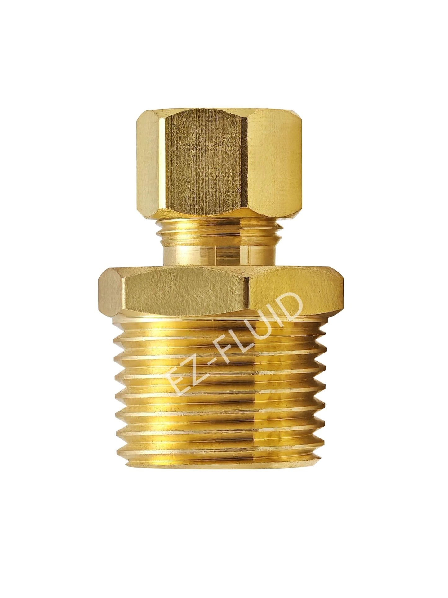 Brass Compression To MIP Male Reducer Adapter Union Fitting 1/4 Inch Compression X 3/8 Inch MIP For Drinking Water Plumbing