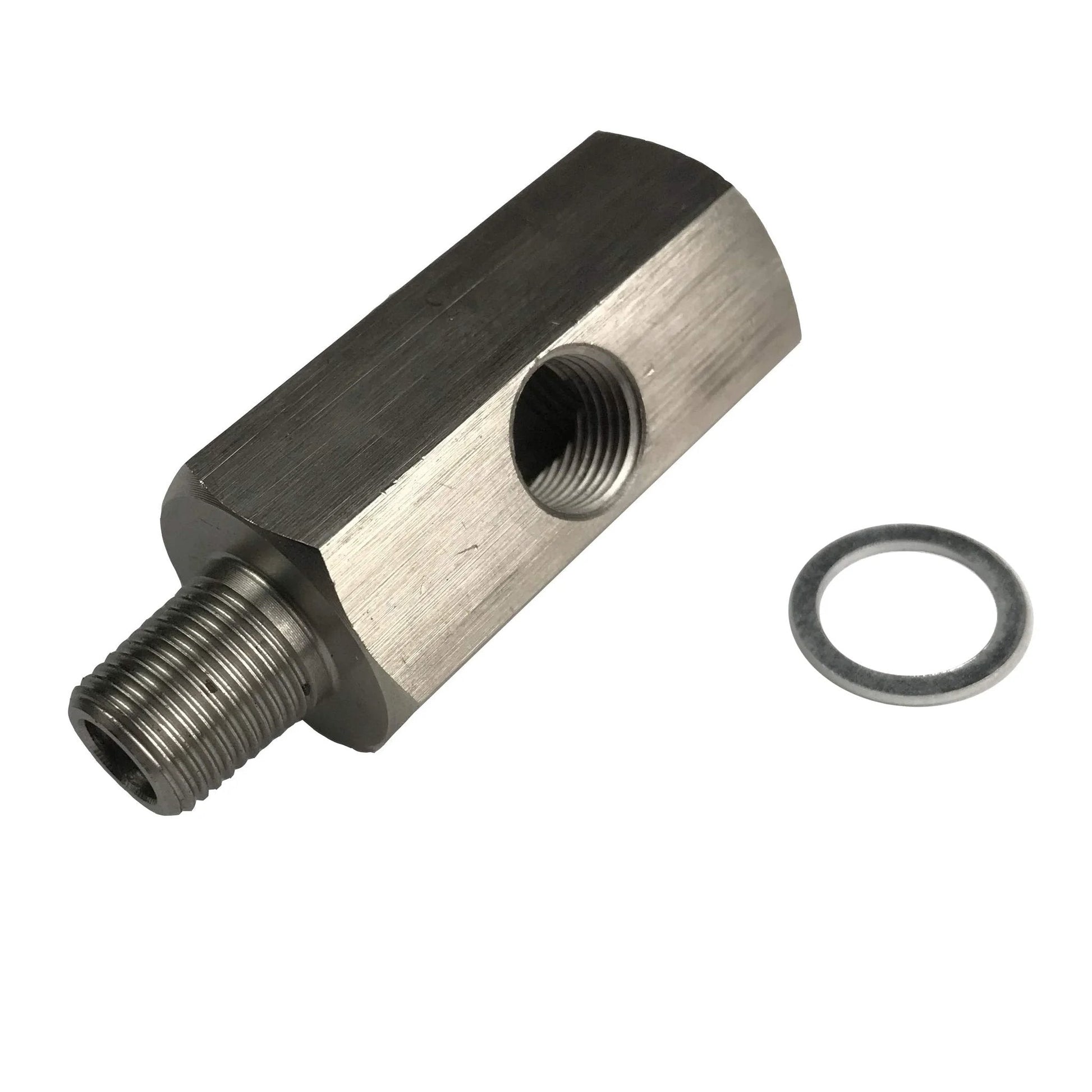 Oil Pressure Sensor Tee Adapter 1/4 NPT Female To Male With 1/8 NPT Side Port For Turbo Feed Line Gauge Stainless Steel Adapter
