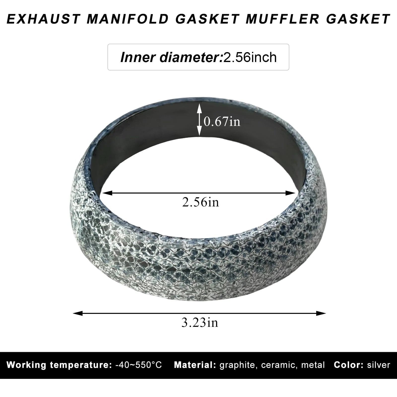 65mm Graphite Exhaust Gasket Donut Ring Universal Leakproof Flange Gasket For Manifold Downpipe Muffler Fits SUV Truck RV