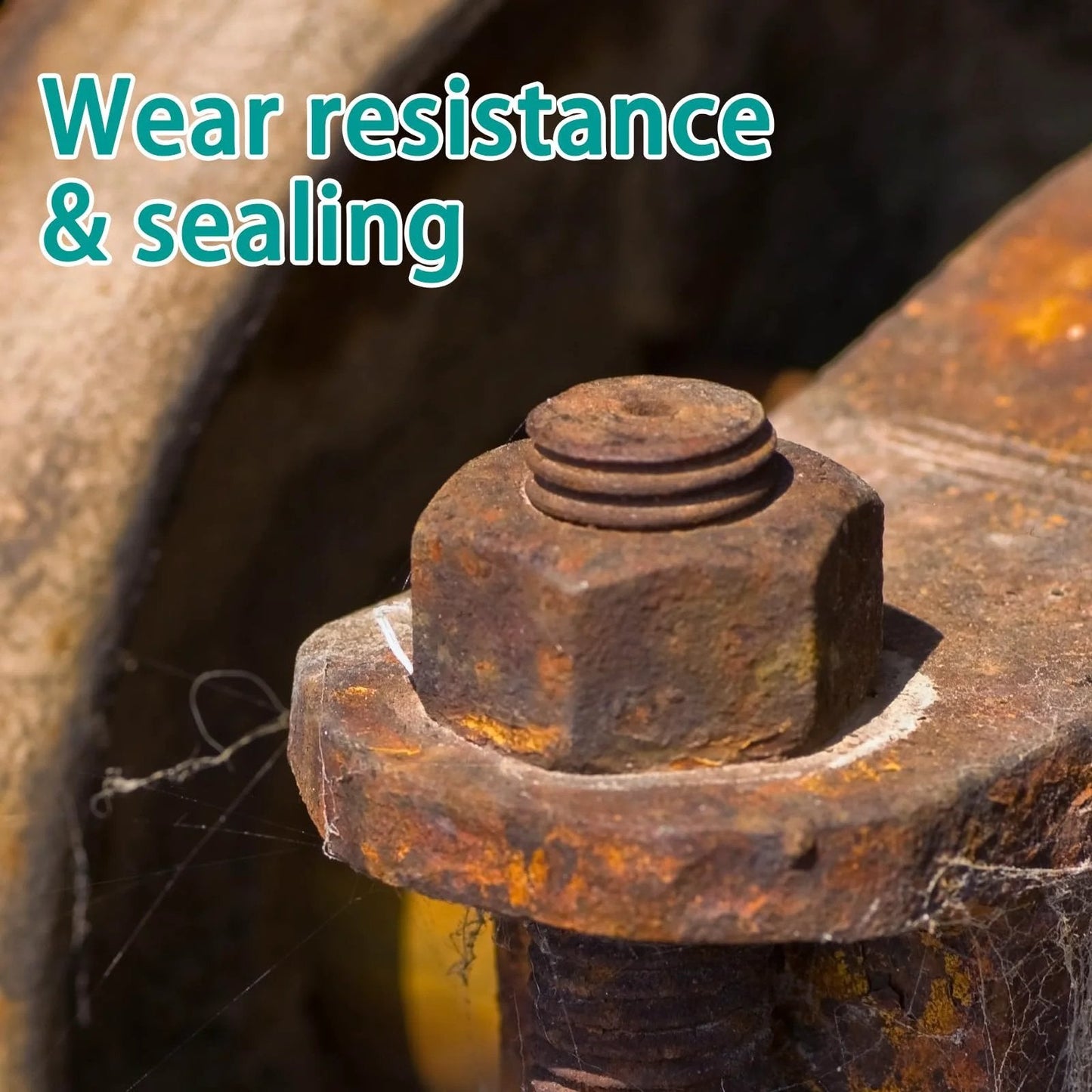 Rusty bolt showcasing wear resistance and sealing properties, related to Silicone Grease With PTFE For Automotive Seals And 3D Printer Parts Teflon Based Lubricant For Gears That Goes On Smooth Sliding Doors And Window Tracks Plumbing Fittings And O Rings NSF H1 Food Safe 1 Oz.