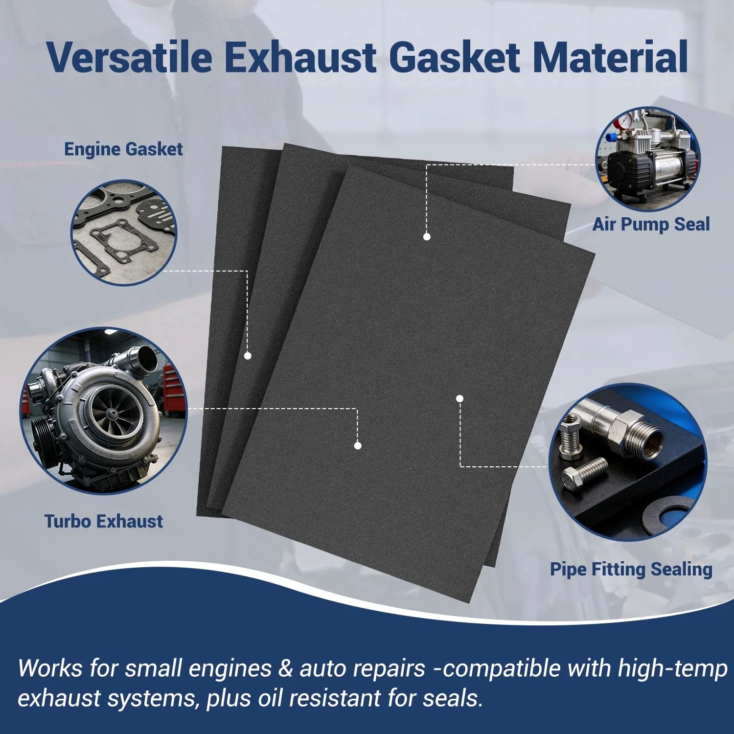 Non Asbestos Gasket Material Set For DIY Projects 4 Pack 14 By 11 Inch High Temperature Oil Resistant Sealing Sheet 1 Millimeter For Lawn Mower Engine Gasoline Or Diesel Rebuilds