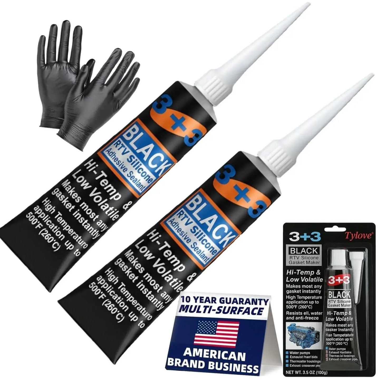 RTV Silicone Gasket Maker High Temp 590F Oil Resistant Black for Engine Oil Pan Valve Cover and Transmission Housing