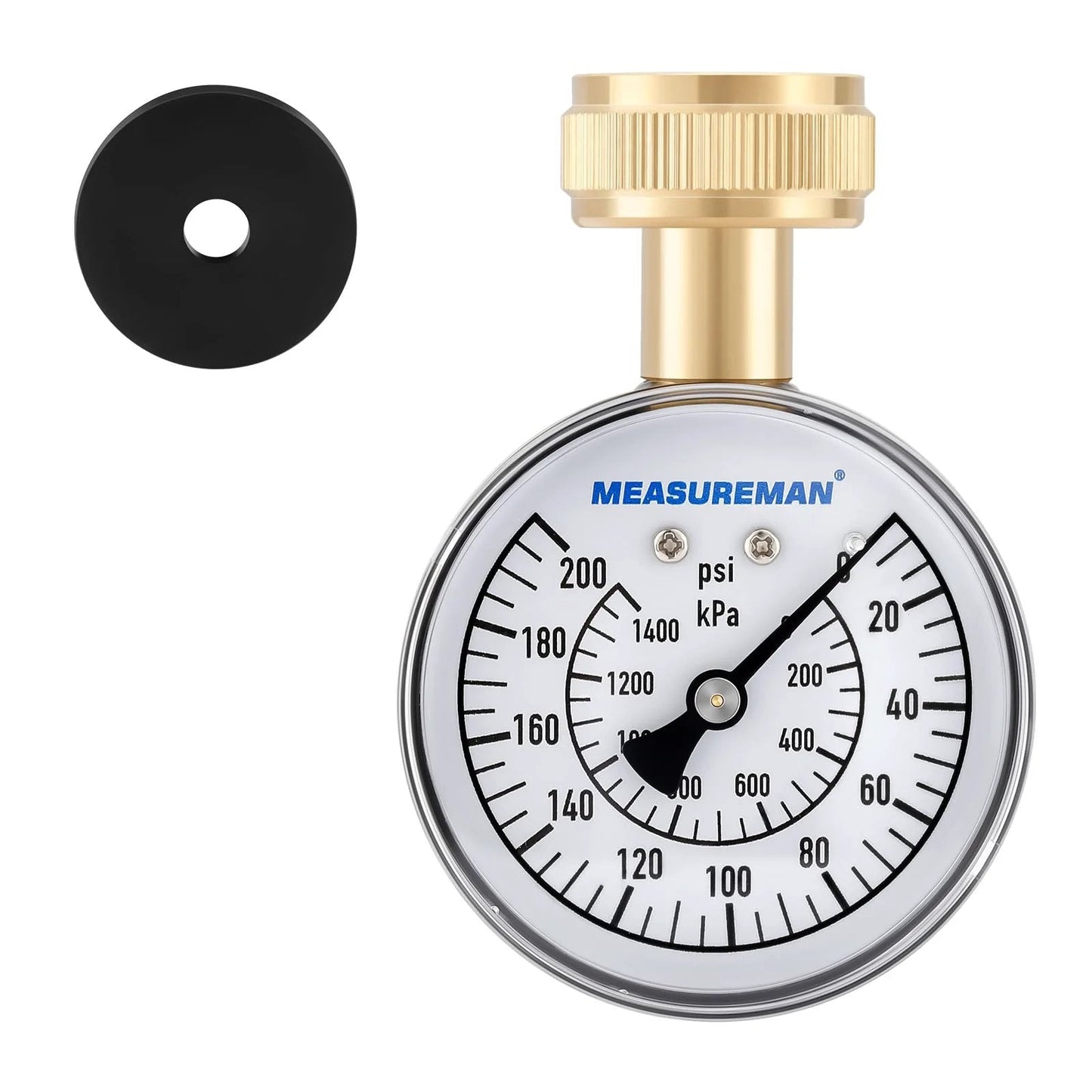 Water Pressure Gauge 0 To 200 PSI With Two And A Half Inch Dial And Three Quarter Inch Hose Thread Built Tough In A Waterproof Case