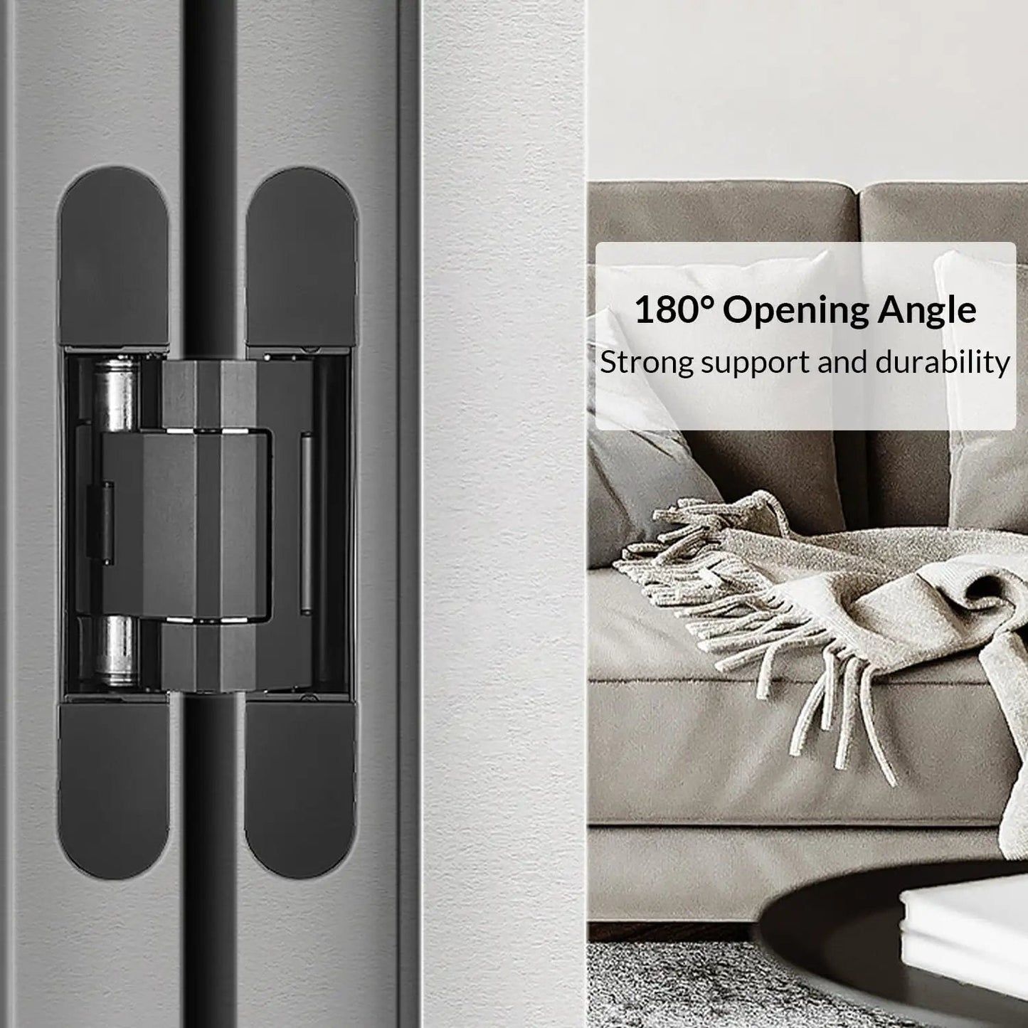 3 Pack Invisible Hydraulic Heavy Duty Hidden Door Hinges For 180 Degree Swing With Automatic Close Cushioning Mortise Mount
