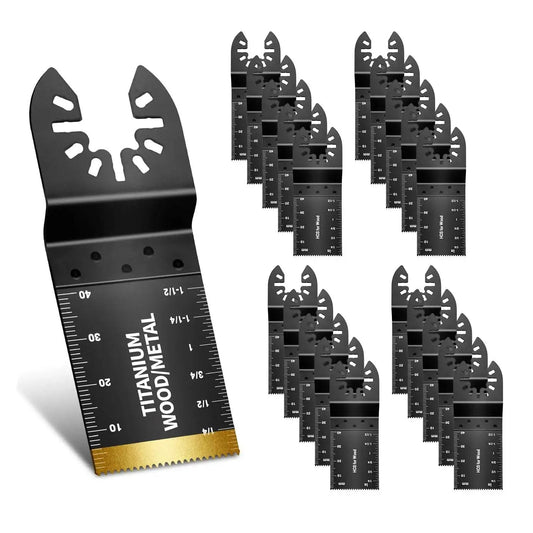 Ultimate 20 Piece Oscillating Tool Blades Kit With One Titanium Blade And Nineteen High Carbon Wood Plastics And Metal Blades