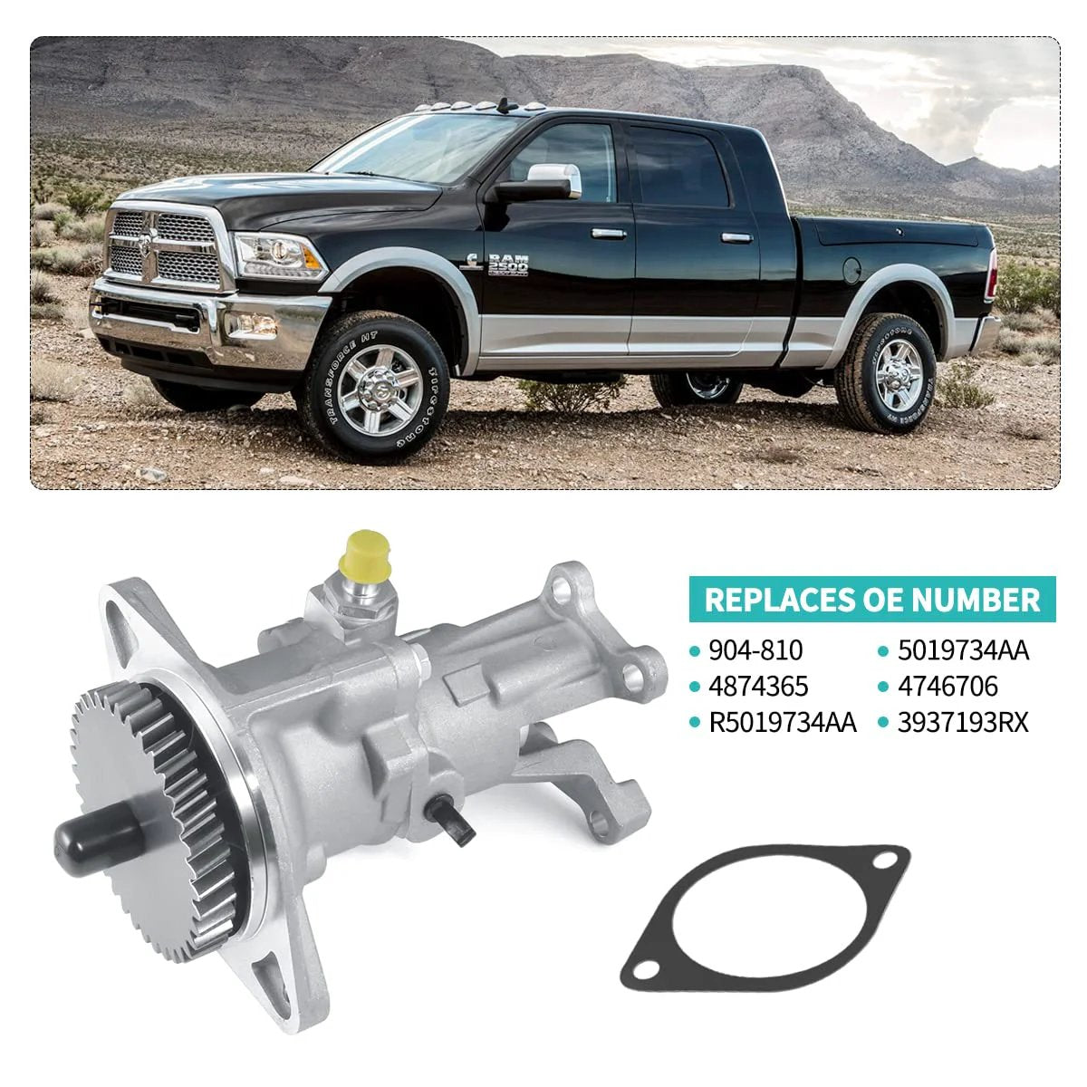 Gear Driven Mechanical Vacuum Pump For 1994-2002 Dodge Ram 2500 3500 5.9L Cummins Diesel OE Replacement AULINK Heavy Duty Build