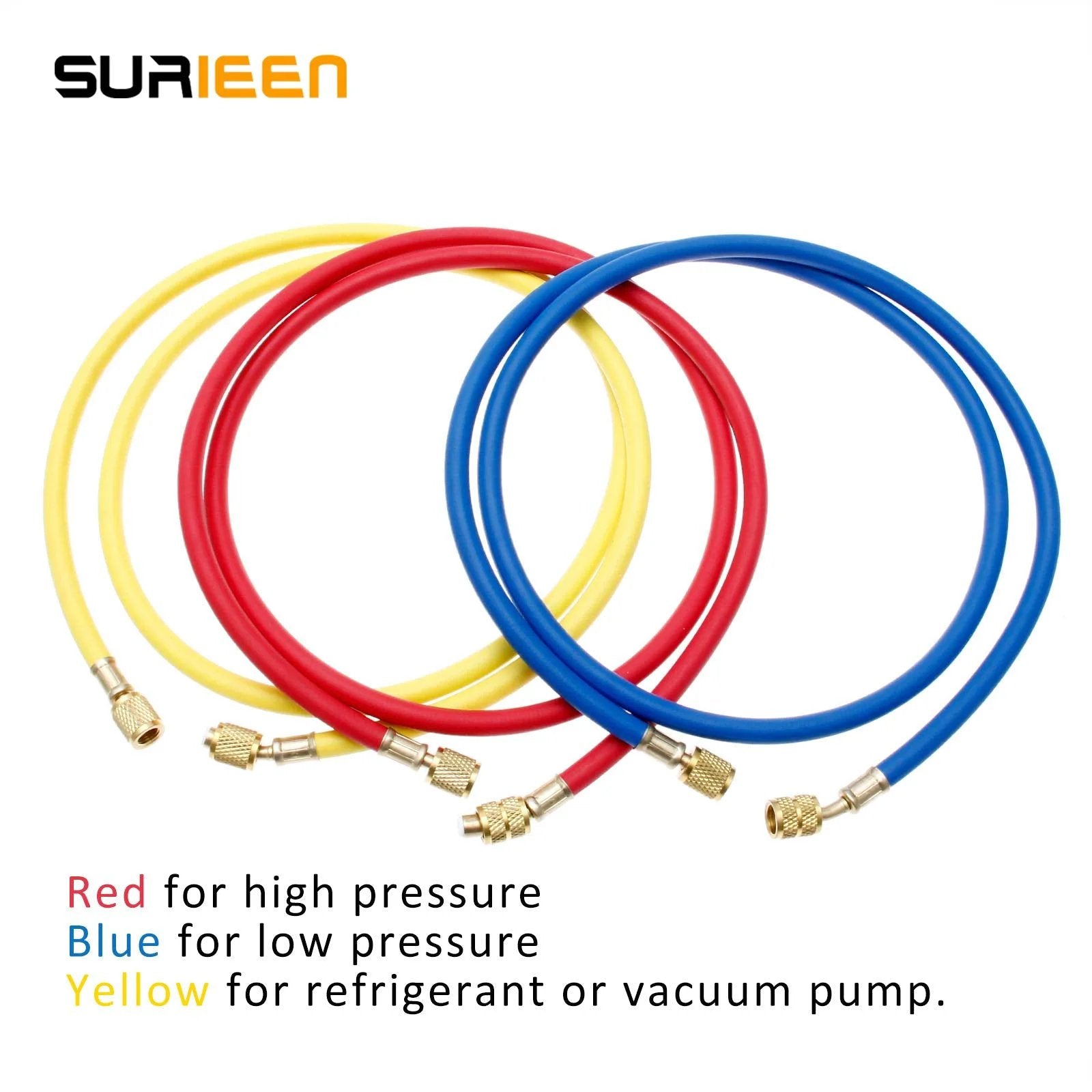 R410A Refrigerant Charging Hoses Set Surieen 60 Inch 1 Quarter SAE To 5 Sixteenth SAE Fits R410 And R32