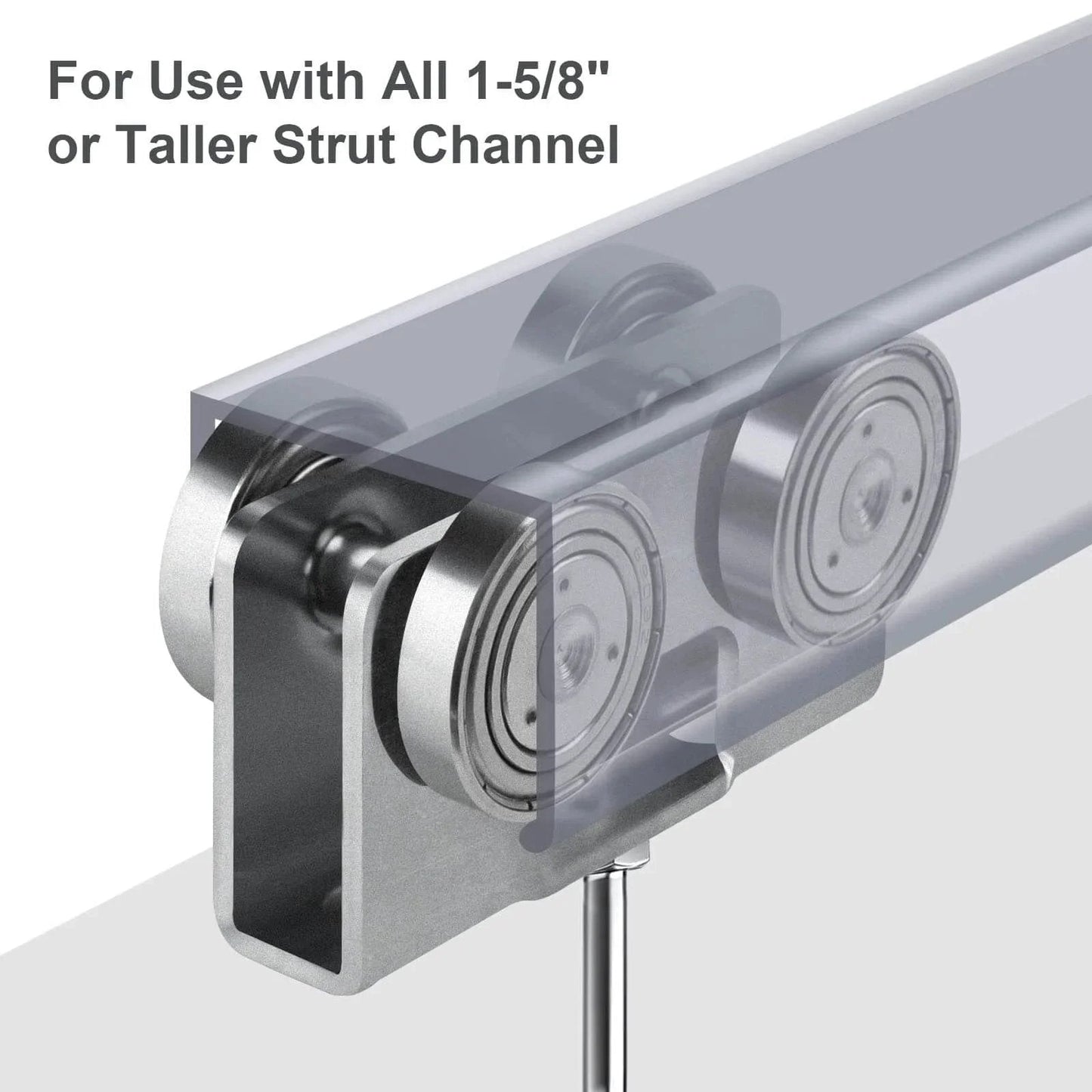 Upgraded Four Wheel Trolley Assembly For Stable Load Handling Fits 1 5/8 Inch Or Taller Strut Channel Pack Of Eight in use