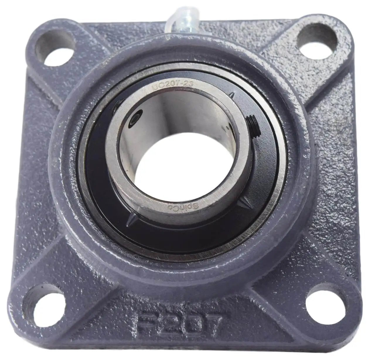 1-7/16 Inch Four Bolt Flange Bearing With Wide Inner Ring And Two Set Screws Cast Iron Housing Grease Zerk F4B-SC-107 UCF207-23