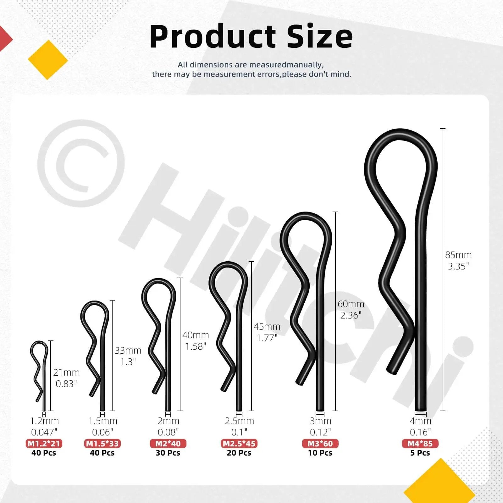 Comprehensive Hitch Pin Clip Kit With 145 Pieces In 6 Sizes R Clips Retaining Pins for Tractor Trailer Garden Equipment Hilitchi